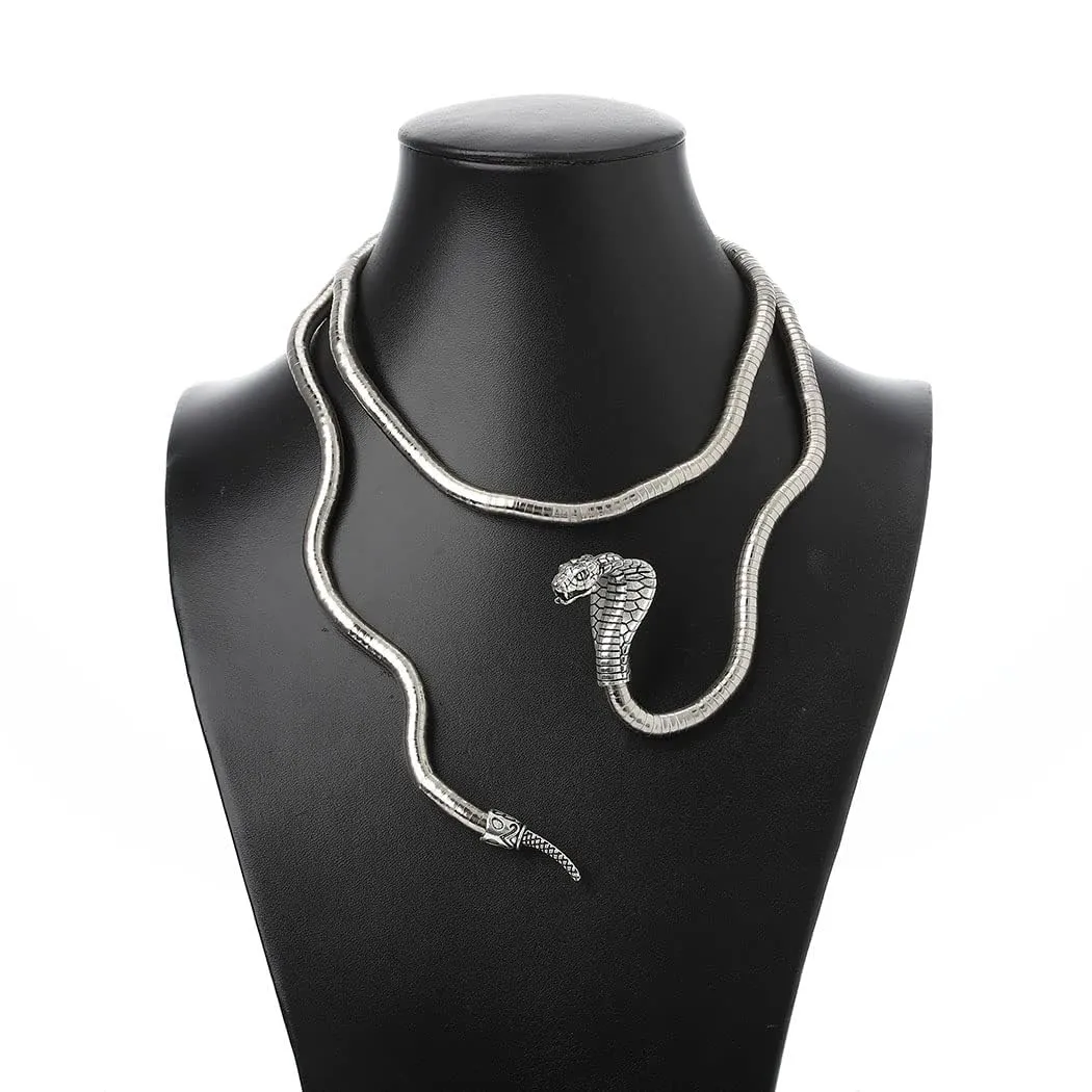 CHONGQILAO Collana a Serpente Pieghevole, Collana di Halloween Bracciale Serpente Braccialetto, Collane Femminili, Bendable Snake Necklace, Girocollo Donna Uomo, Halloween Accessori - immagine 2