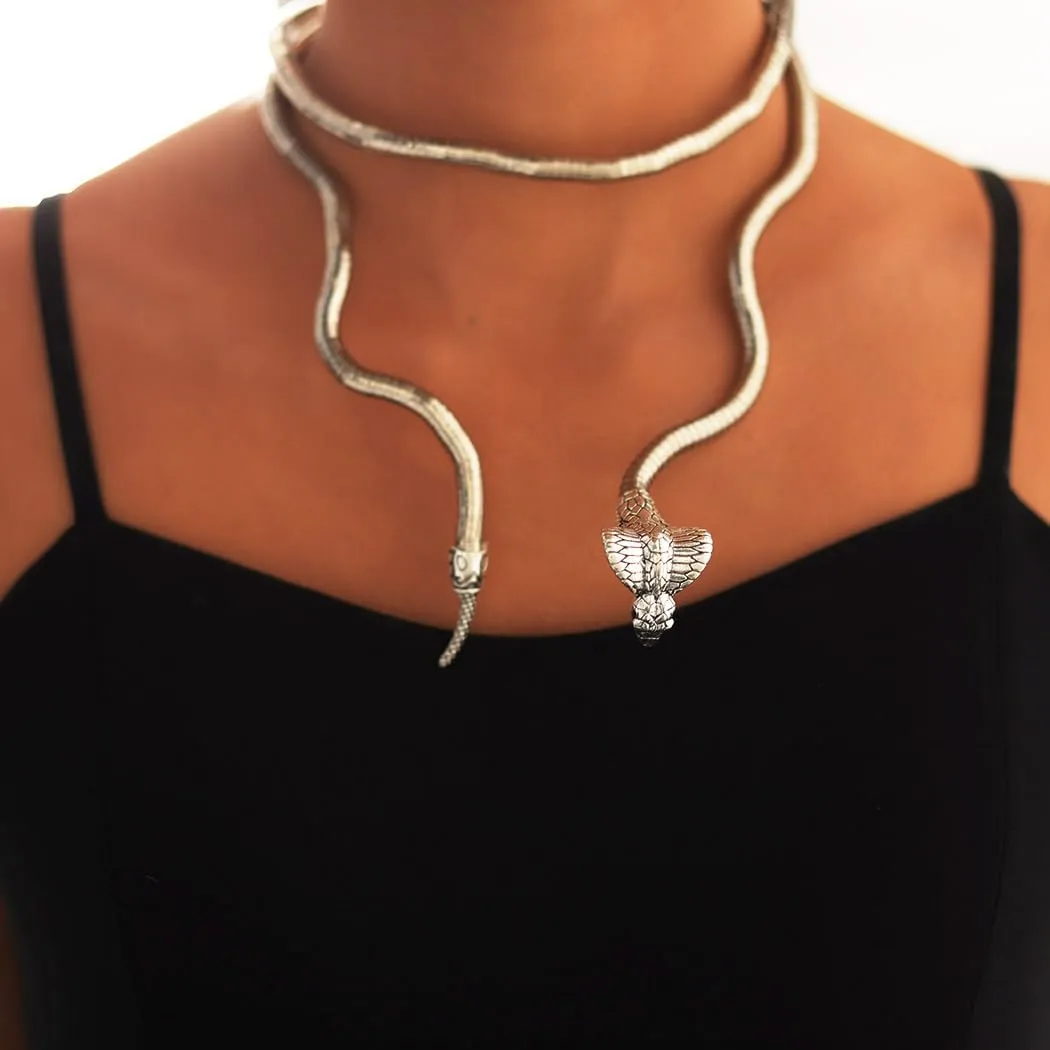 CHONGQILAO Collana a Serpente Pieghevole, Collana di Halloween Bracciale Serpente Braccialetto, Collane Femminili, Bendable Snake Necklace, Girocollo Donna Uomo, Halloween Accessori - immagine 4