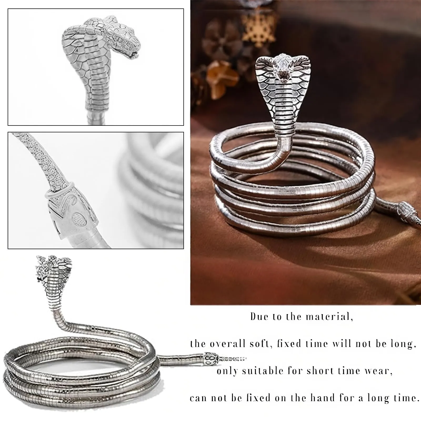 CHONGQILAO Collana a Serpente Pieghevole, Collana di Halloween Bracciale Serpente Braccialetto, Collane Femminili, Bendable Snake Necklace, Girocollo Donna Uomo, Halloween Accessori - immagine 5