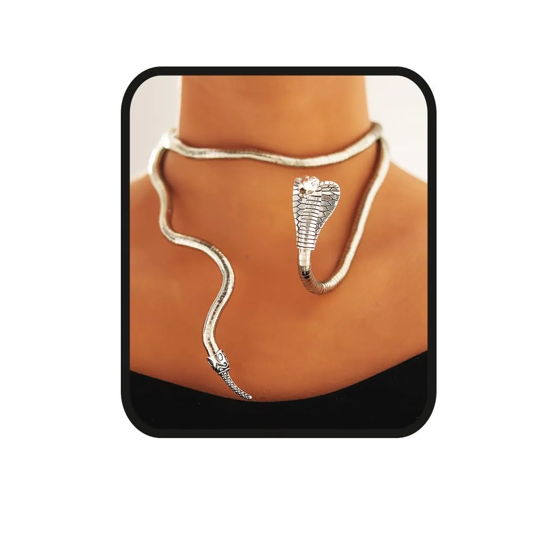 CHONGQILAO Collana a Serpente Pieghevole, Collana di Halloween Bracciale Serpente Braccialetto, Collane Femminili, Bendable Snake Necklace, Girocollo Donna Uomo, Halloween Accessori - immagine 8