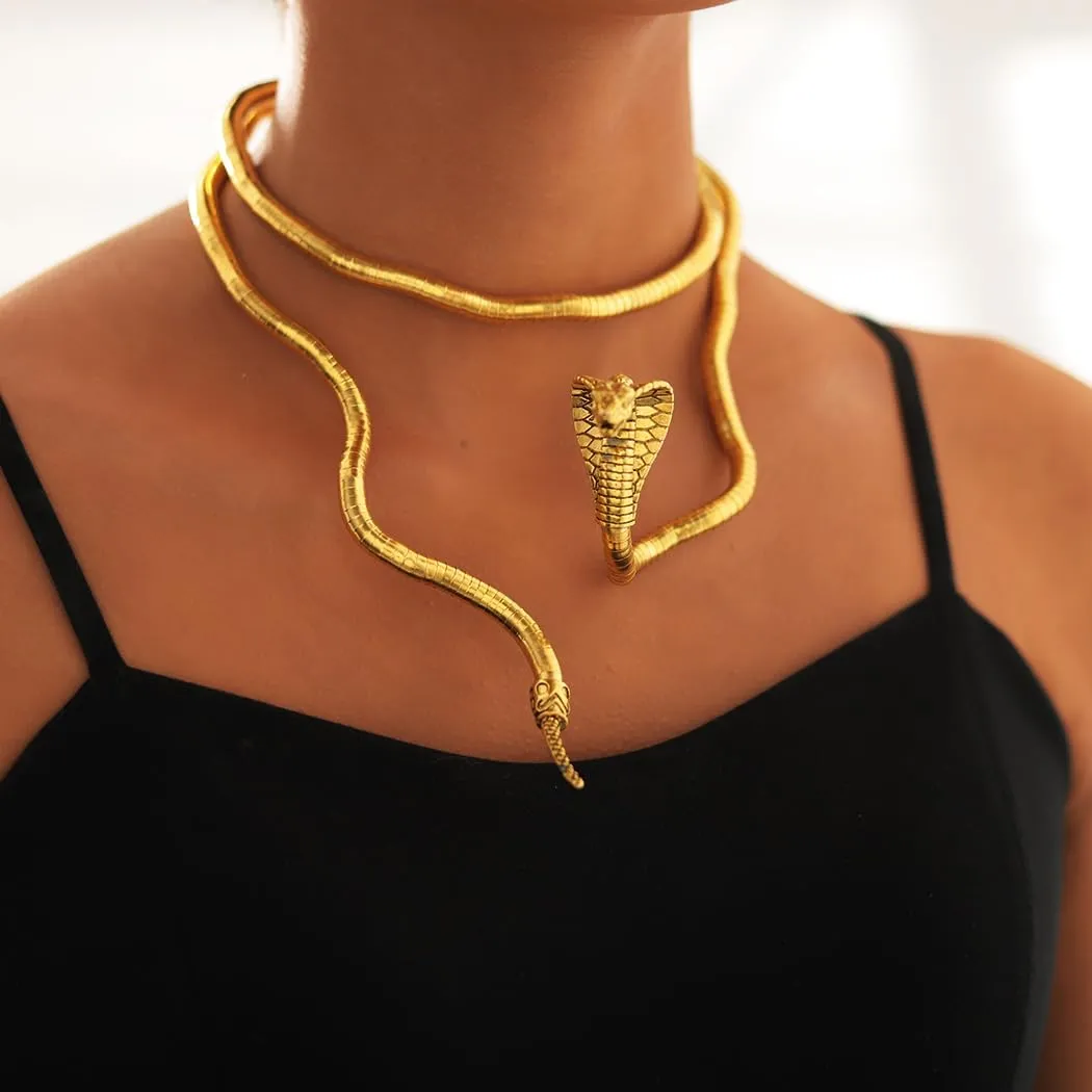 CHONGQILAO Collana a Serpente Pieghevole, Collana di Halloween Bracciale Serpente Braccialetto, Collane Femminili, Bendable Snake Necklace, Girocollo Donna Uomo, Halloween Accessori - immagine 4