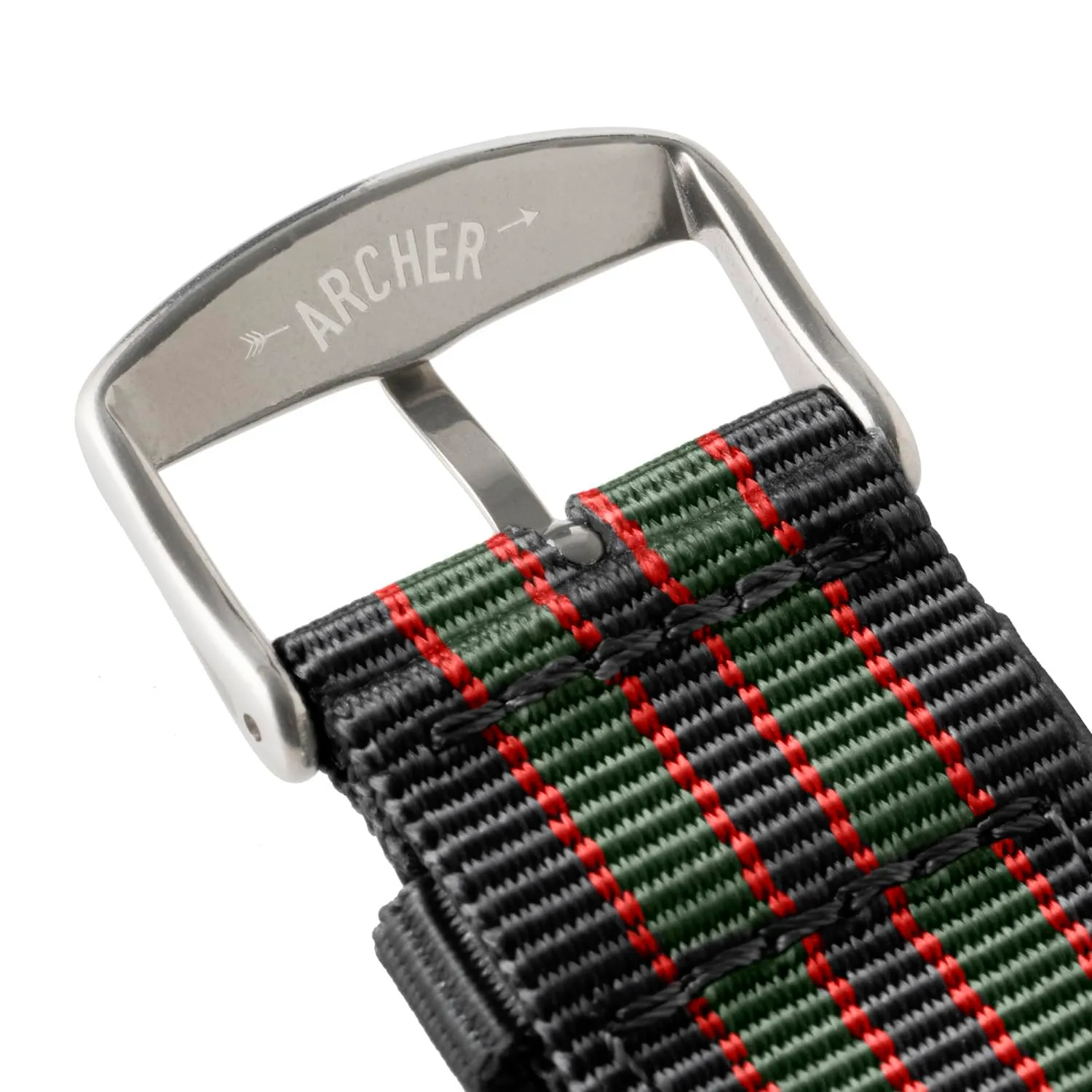 Archer Watch Straps - Cinturini in Nylon Premium a Sgancio Rapido (Nero, Rosso e Verde, 18mm) - immagine 6
