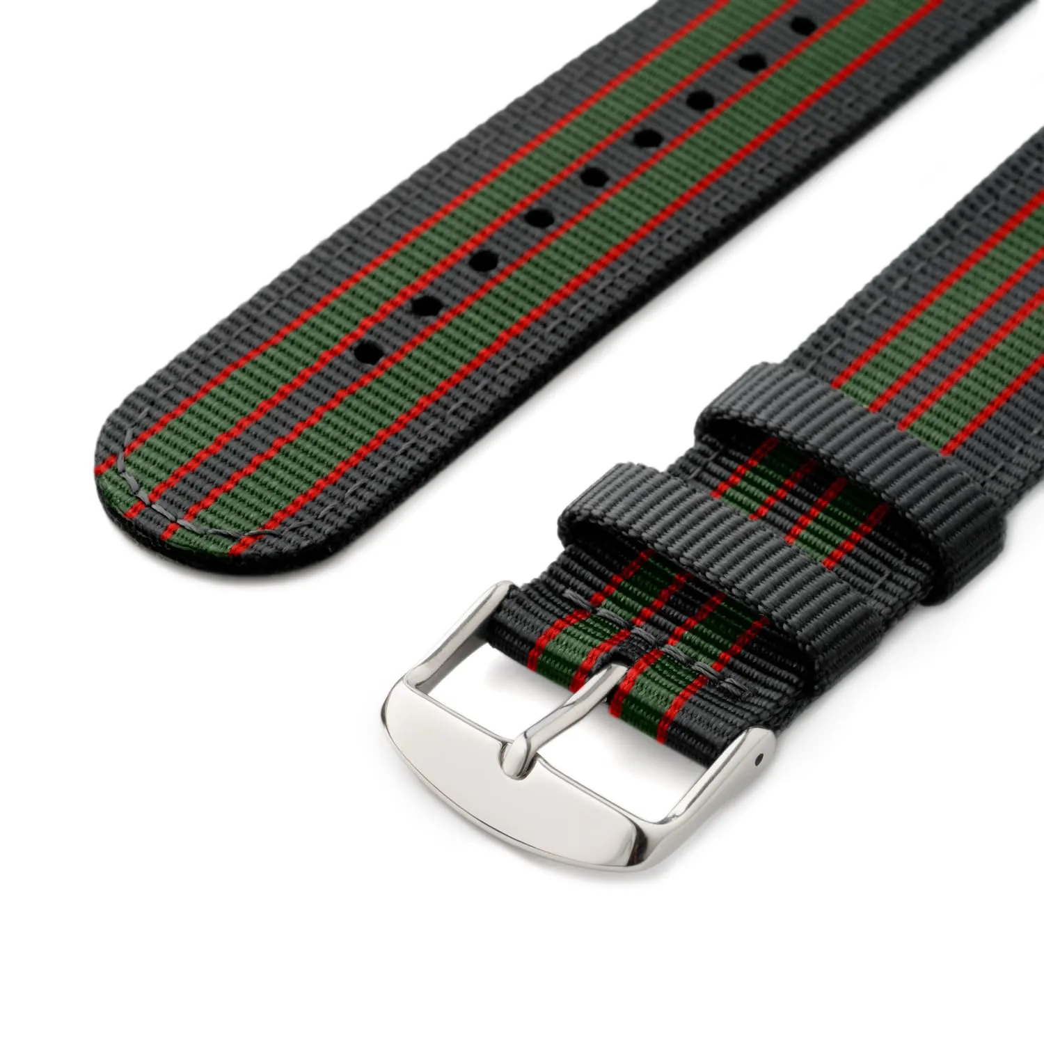 Archer Watch Straps - Cinturini in Nylon Premium a Sgancio Rapido (Nero, Rosso e Verde, 22mm) - immagine 5