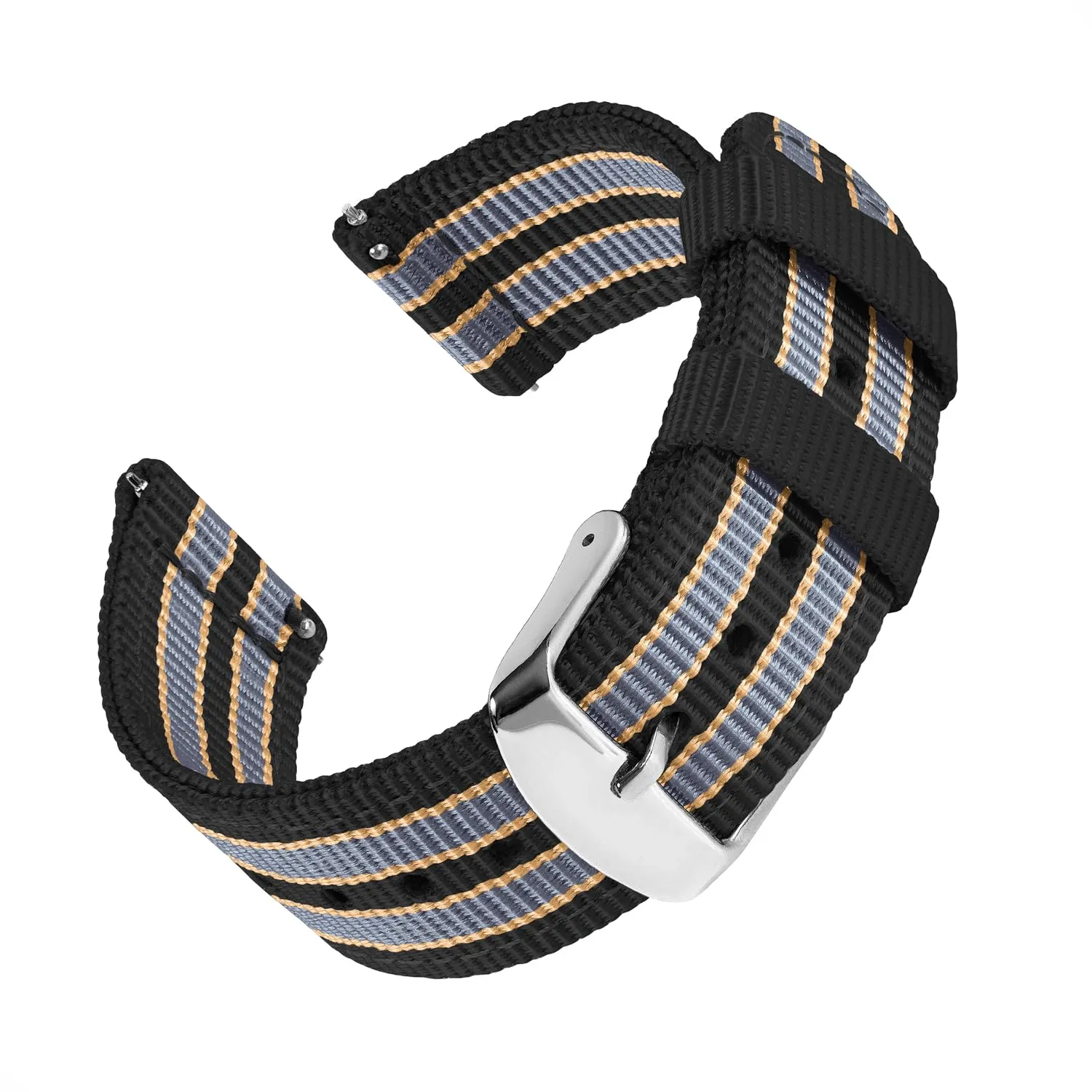 Archer Watch Straps - Cinturini in Nylon Premium a Sgancio Rapido (Nero, Grigio e Giallo, 18mm) - immagine 1