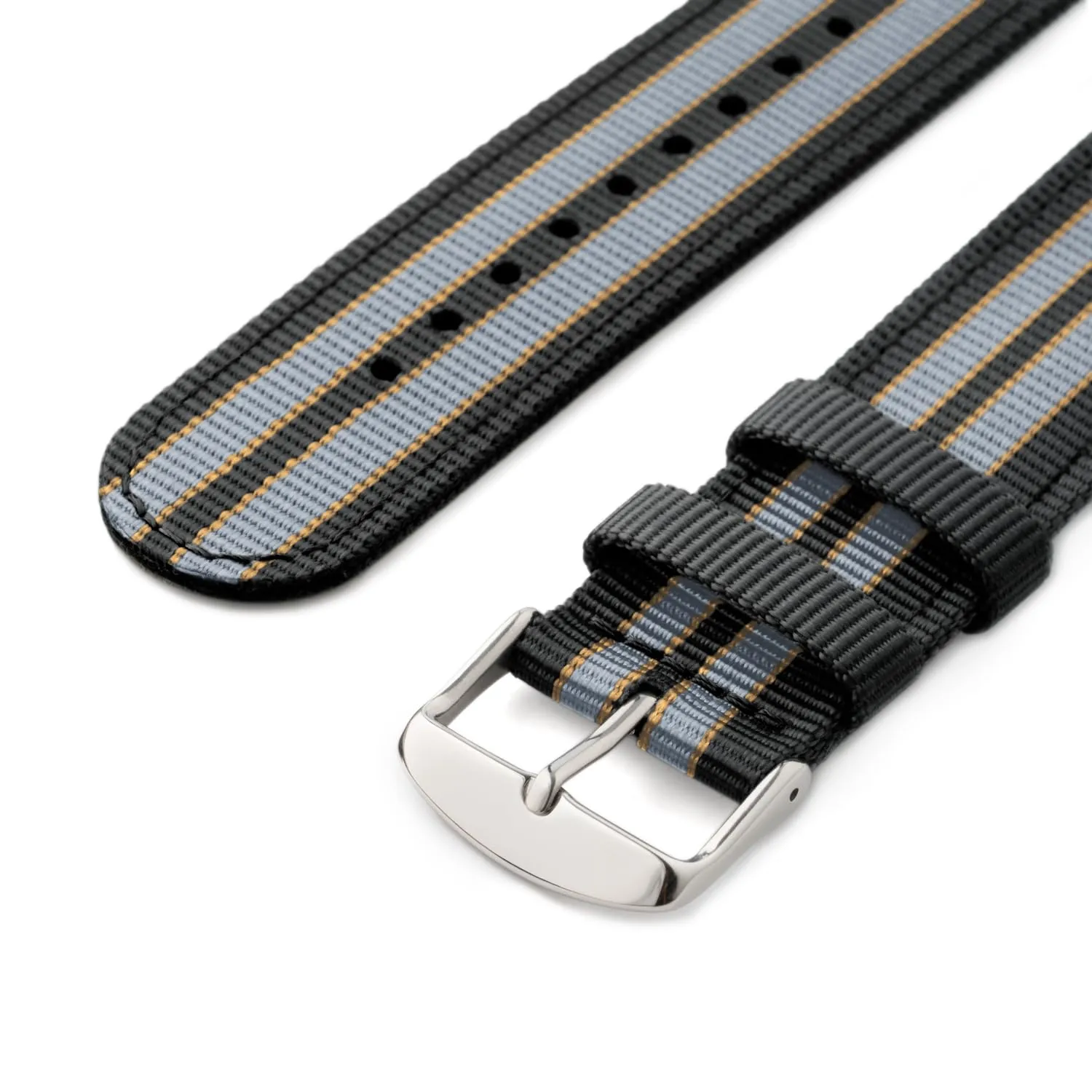 Archer Watch Straps - Cinturini in Nylon Premium a Sgancio Rapido (Nero, Grigio e Giallo, 18mm) - immagine 5