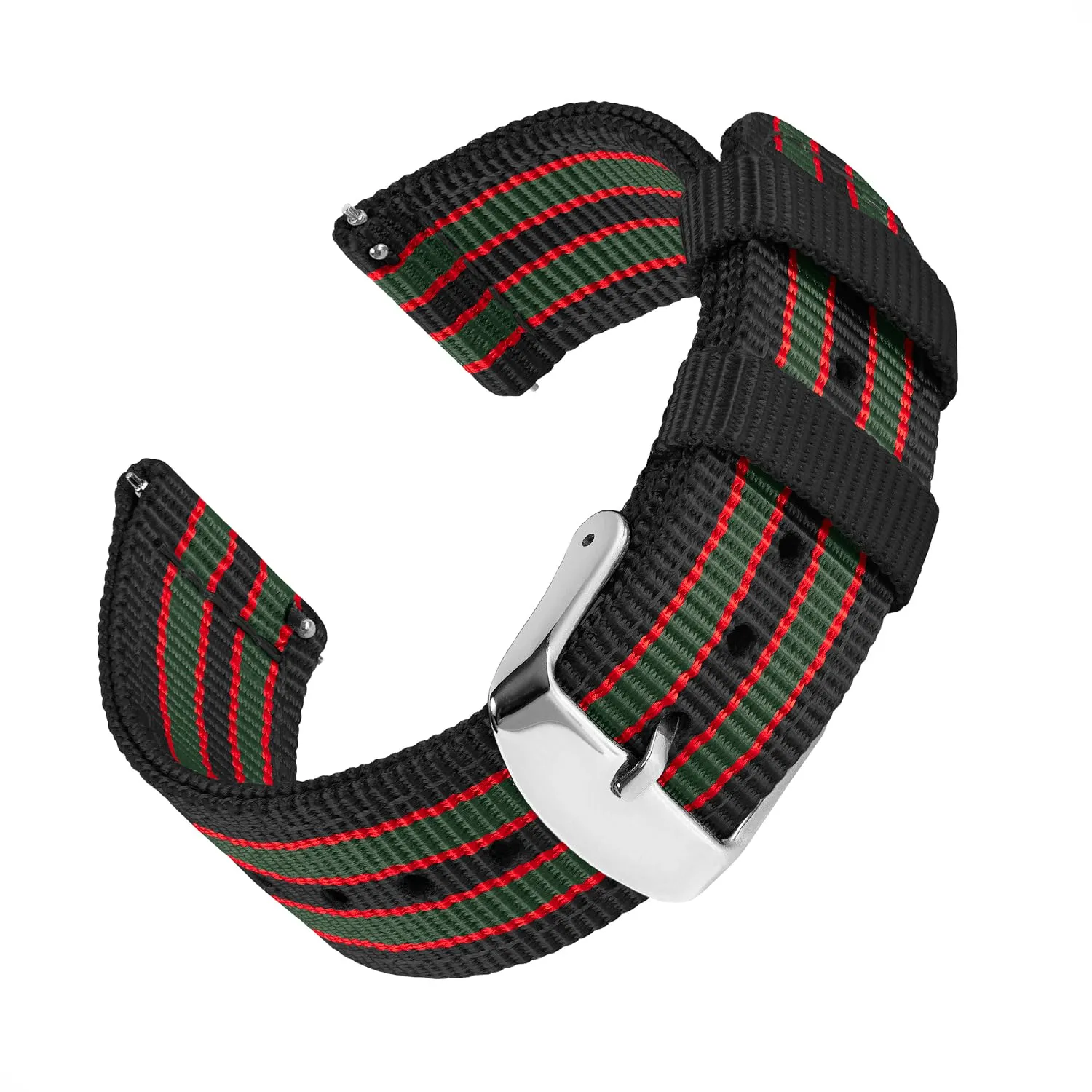 Archer Watch Straps - Cinturini in Nylon Premium a Sgancio Rapido (Nero, Rosso e Verde, 20mm) - immagine 1