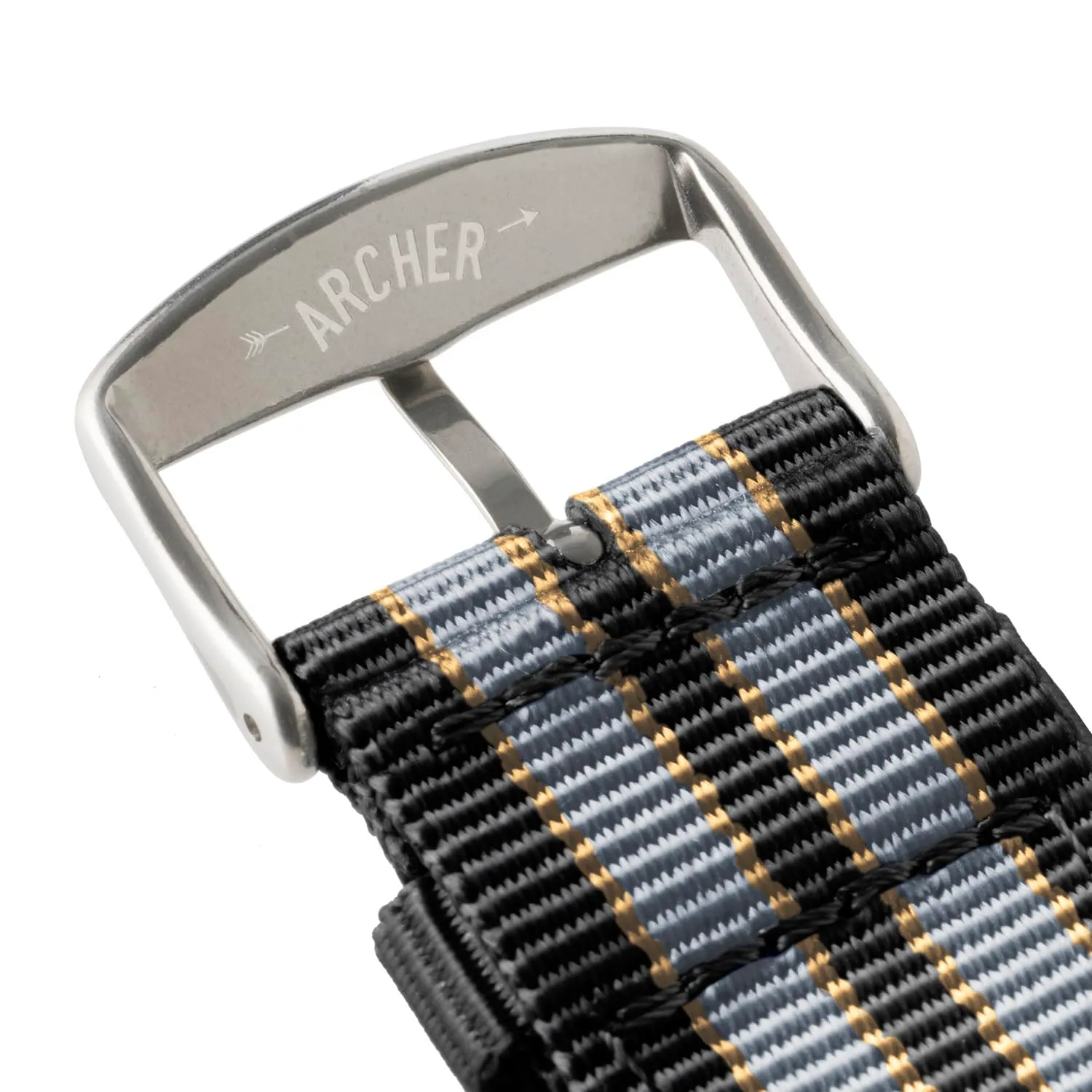 Archer Watch Straps - Cinturini in Nylon Premium a Sgancio Rapido (Nero, Grigio e Giallo, 20mm) - immagine 6