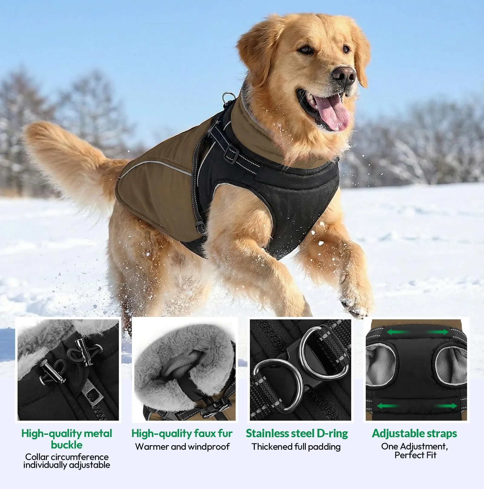 KONVINIT Cappotti e Giubbotti per Cani,Cappotto per Cani Taglia Grande - immagine 3
