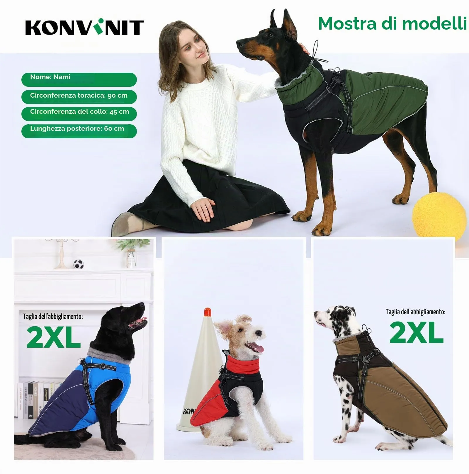 KONVINIT Cappottino Cane Taglia Piccola con Pettorina Integrata - Giubbotto - immagine 9