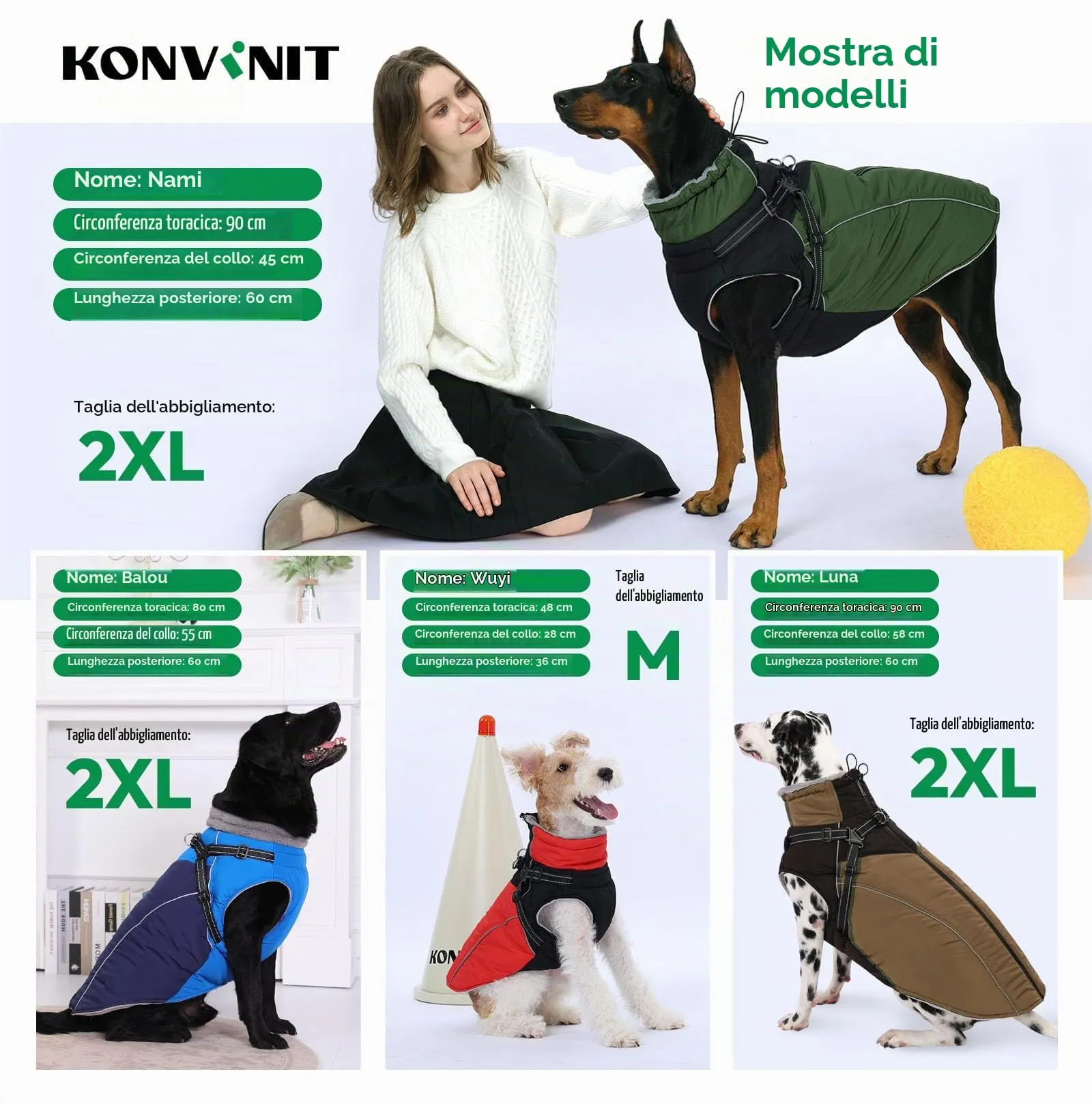 KONVINIT Cappottino Cane Media Giacca Invernale con Pettorina Integrata - immagine 9