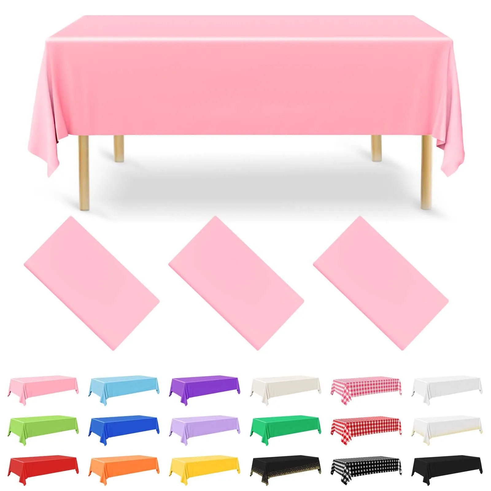 Nachlynn 3 pezzi Tovaglia usa e getta 137 x 274 cm Rosa Rettangolare Copertura per tavolo Impermeabile per giardino ideale per festival, feste, matrimoni, feste di nozze, compleanni, decorazioni - immagine 1