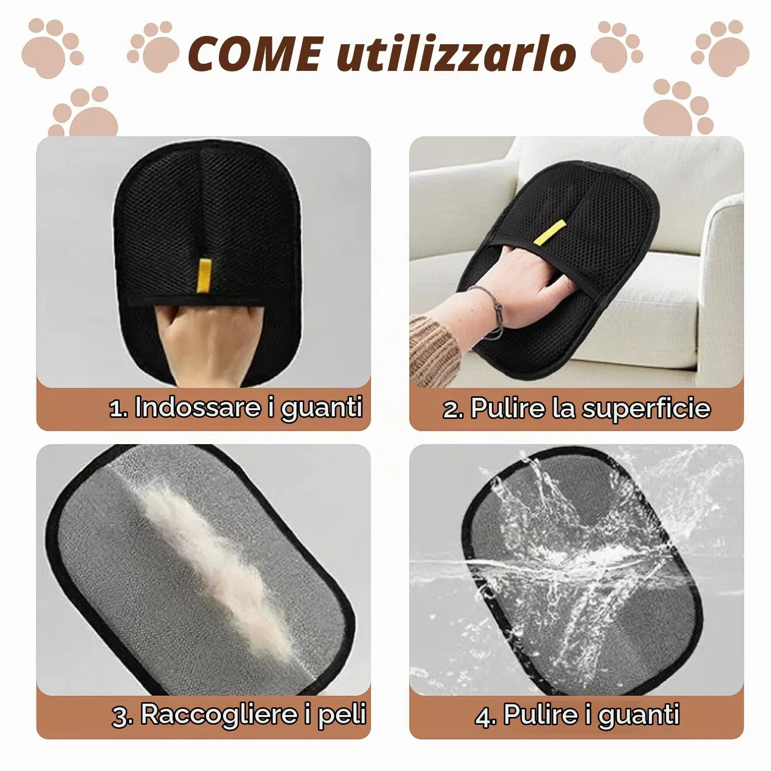 SZZETK 2 Pezzi Static Removal Gloves Pet, Guanti Rimuovi Peli Animali - immagine 7