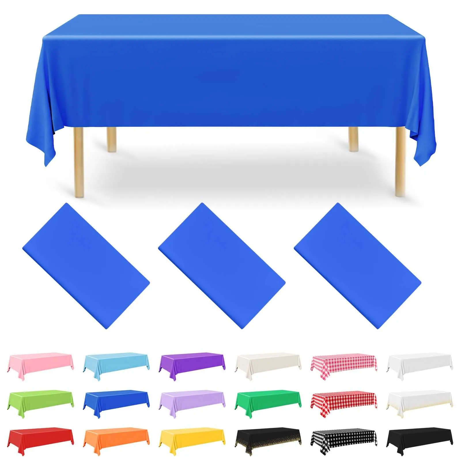 Nachlynn 3 pezzi Tovaglia usa e getta 137 x 274 cm Blu scuro Rettangolare Copertura da tavolo Impermeabile per giardino ideale per festival, feste, matrimoni, addii al nubilato, compleanni e - immagine 1