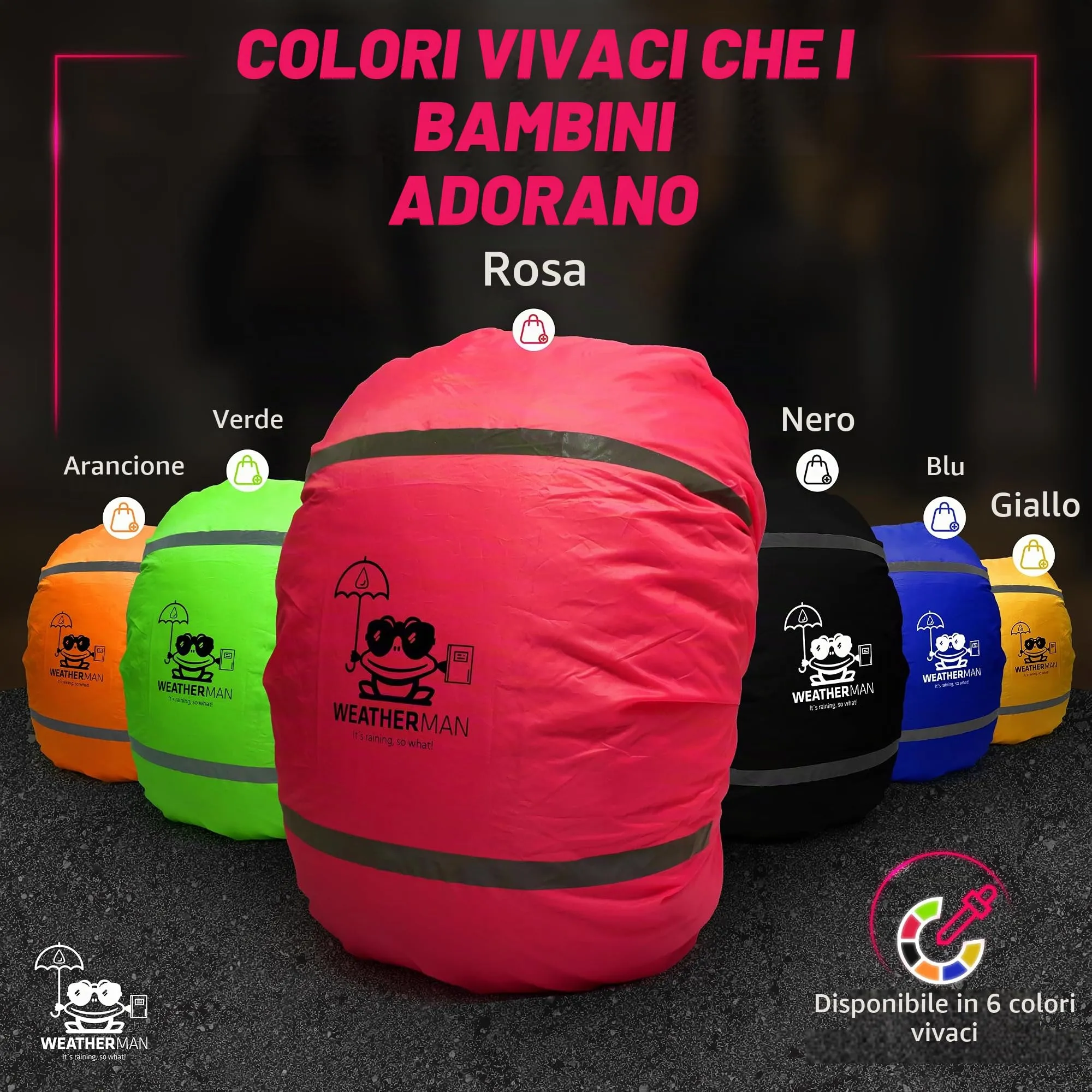 Weatherman Copertura Antipioggia per Zaino e Cartella 20-40 L - Impermeabile con Bande Riflettenti ed Elastico, 6 Colori - immagine 6