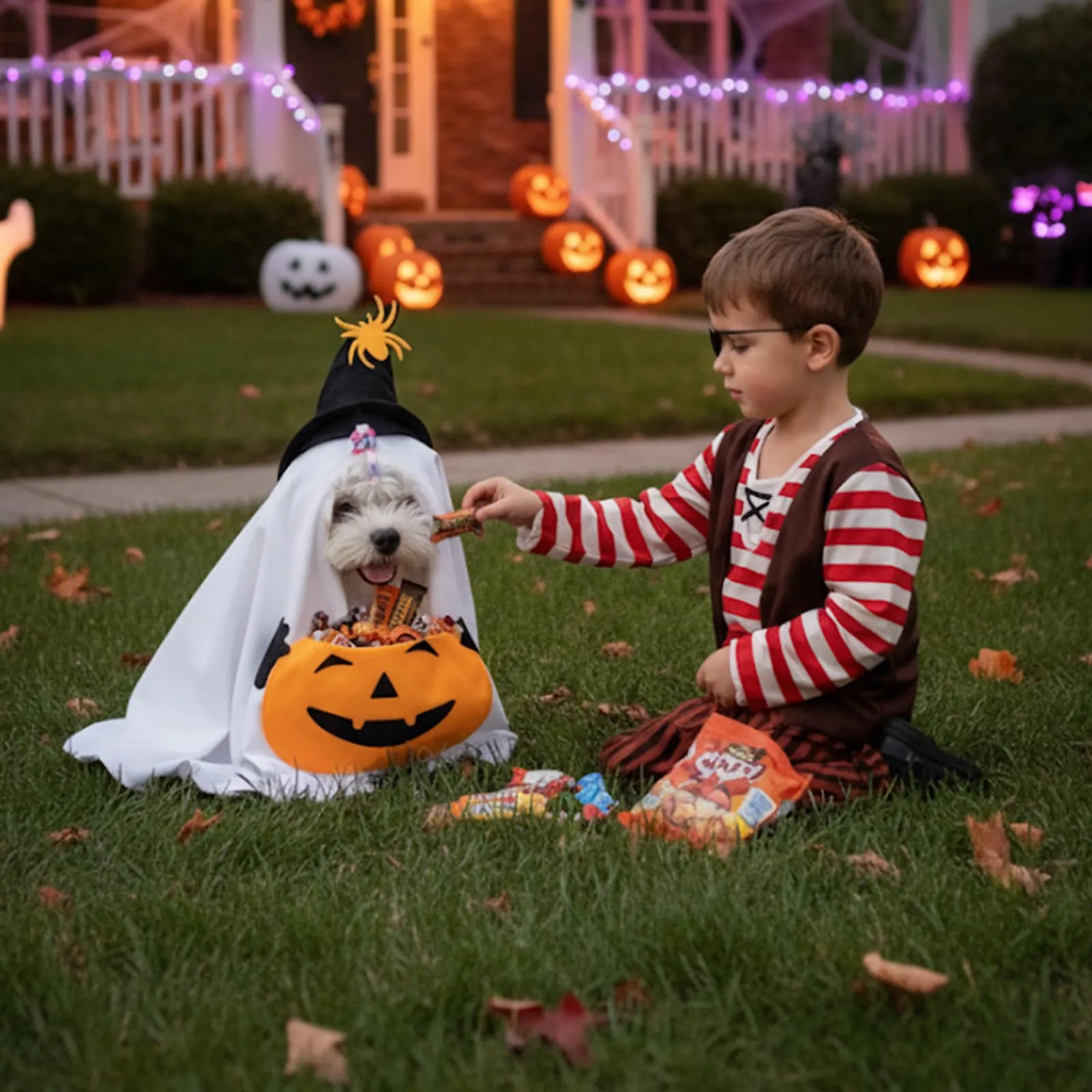 Shyllin Vestiti Cosplay per Animali Domestici, Halloween Animali Domestici Costumi, Vestiti per per Cani Gatti (Pumpkin, L) - immagine 5