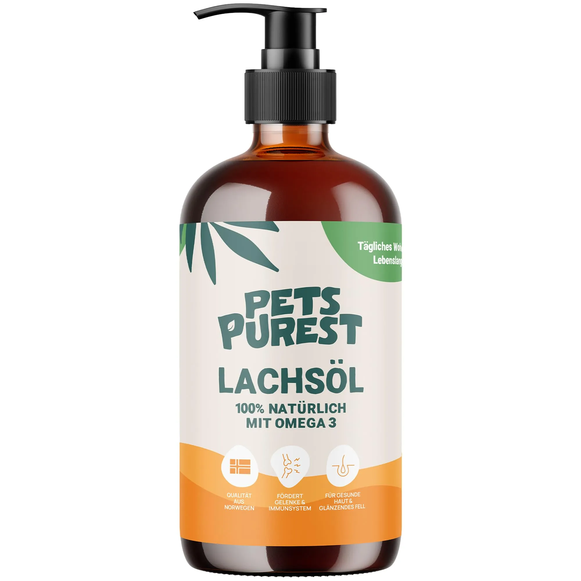 Pets Purest Olio di salmone per cani e gatti 1000 ml – Olio di salmone norvegese puro con Omega 3-6-9 e vitamina E – Supporta pelle, pelliccia, articolazioni e sistema immunitario – 100% naturale - immagine 1