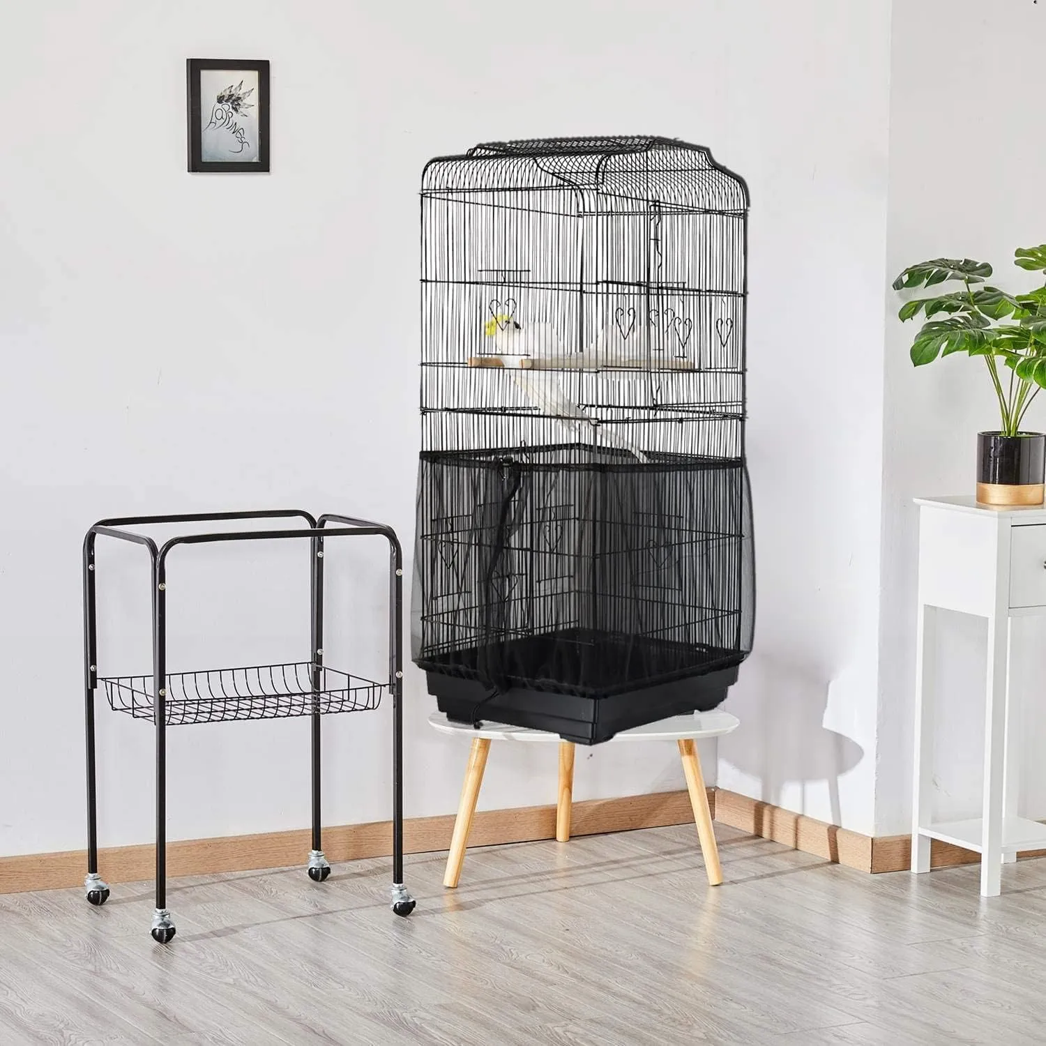 ASOCEA Grande Copertura per Gabbia Uccelli, Universale Rete per Gabbia Pappagalli Nylon Copertura Gonna per Gabbia per Uccelli per Gabbie Rotonde e Quadrate (Nero, 118 * 15.7in/300 * 40cm) - immagine 6