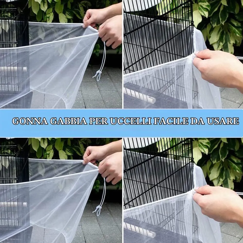 ASOCEA Grande Copertura per Gabbia Uccelli, Universale Rete per Gabbia Pappagalli Nylon Copertura Gonna per Gabbia per Uccelli per Gabbie Rotonde e Quadrate (Bianco, 118 * 15.7in/300 * 40cm) - immagine 5