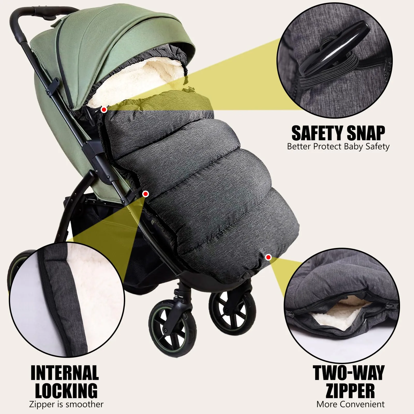 Aloskart Sacco Passeggino Invernale Universale, 100cm, Grigio Scuro - immagine 4