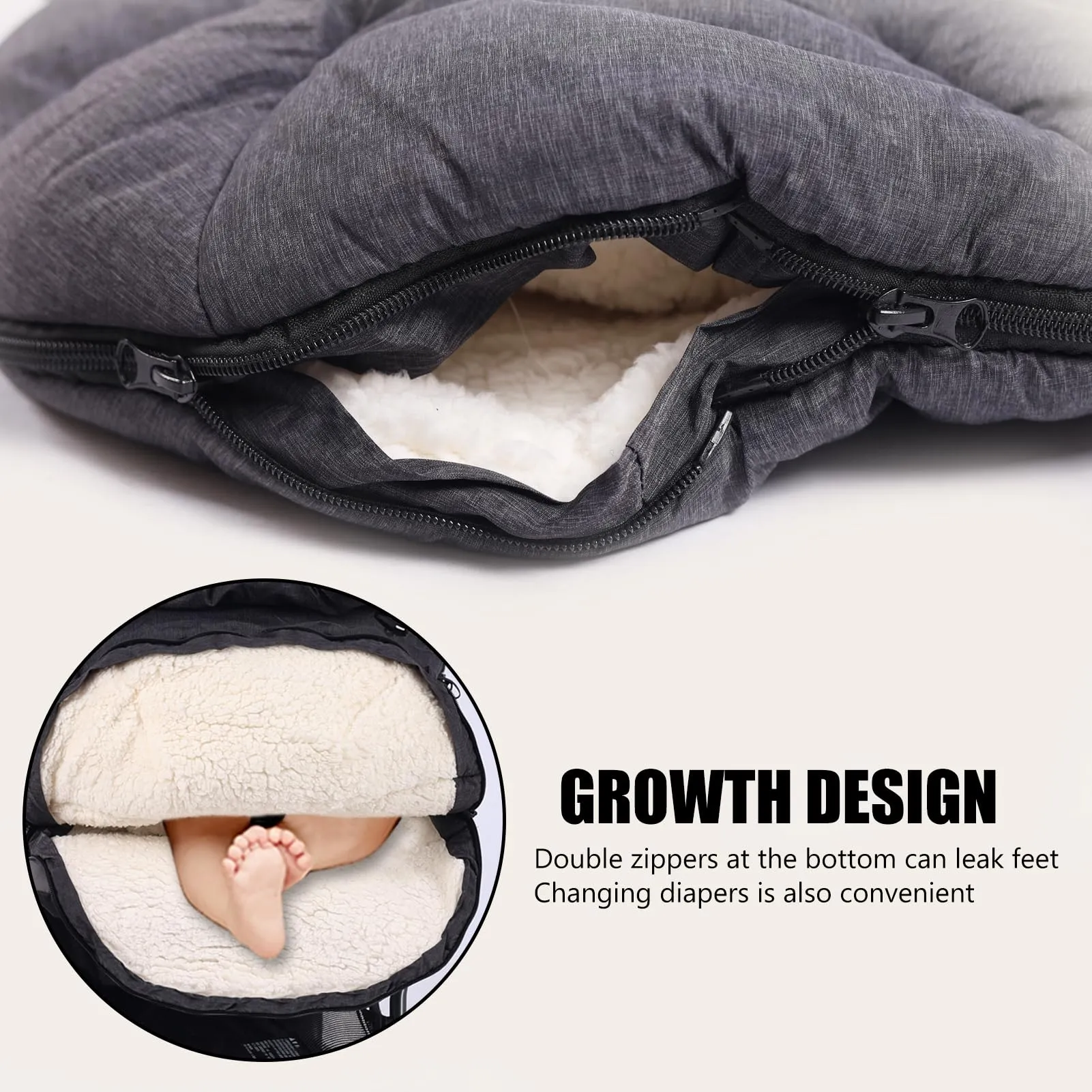 Aloskart Sacco Passeggino Invernale Universale, 100cm, Grigio Scuro - immagine 5