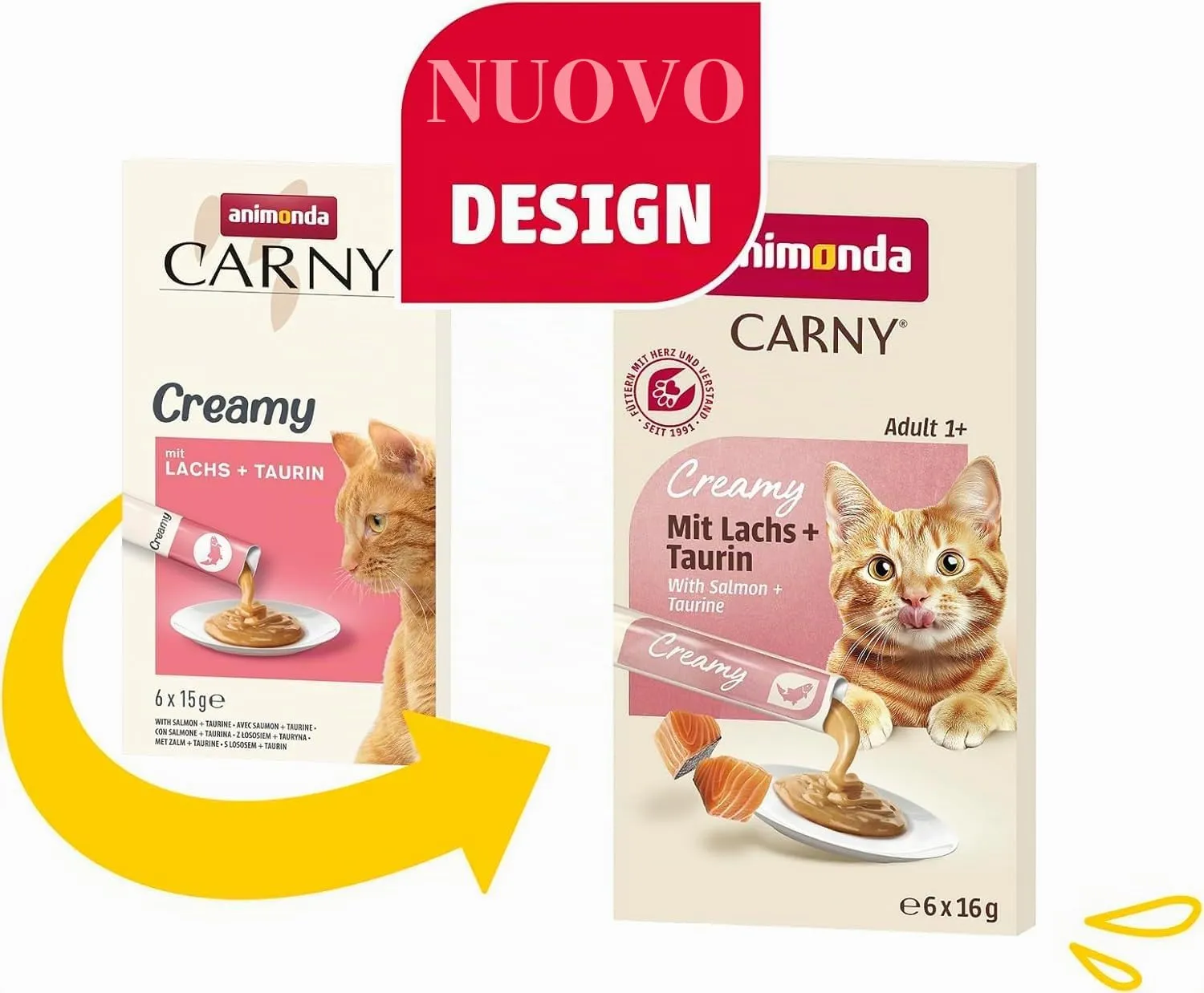 animonda Carny Adult Creamy, cibo umido per gatti, con Salmone + Taurina 6x15 g - immagine 2