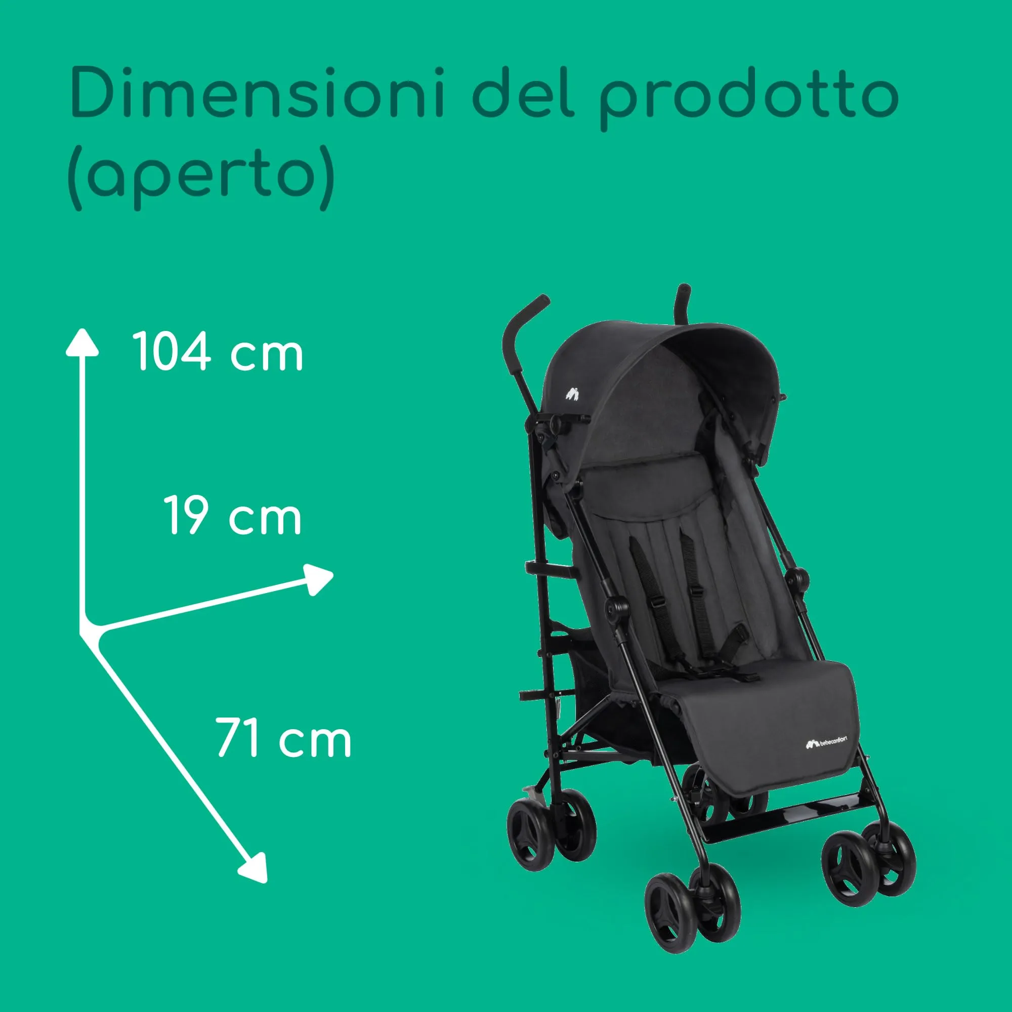Bebeconfort Rainbow Passeggino Leggero, 6-22 kg, Mineral Graphite - immagine 6