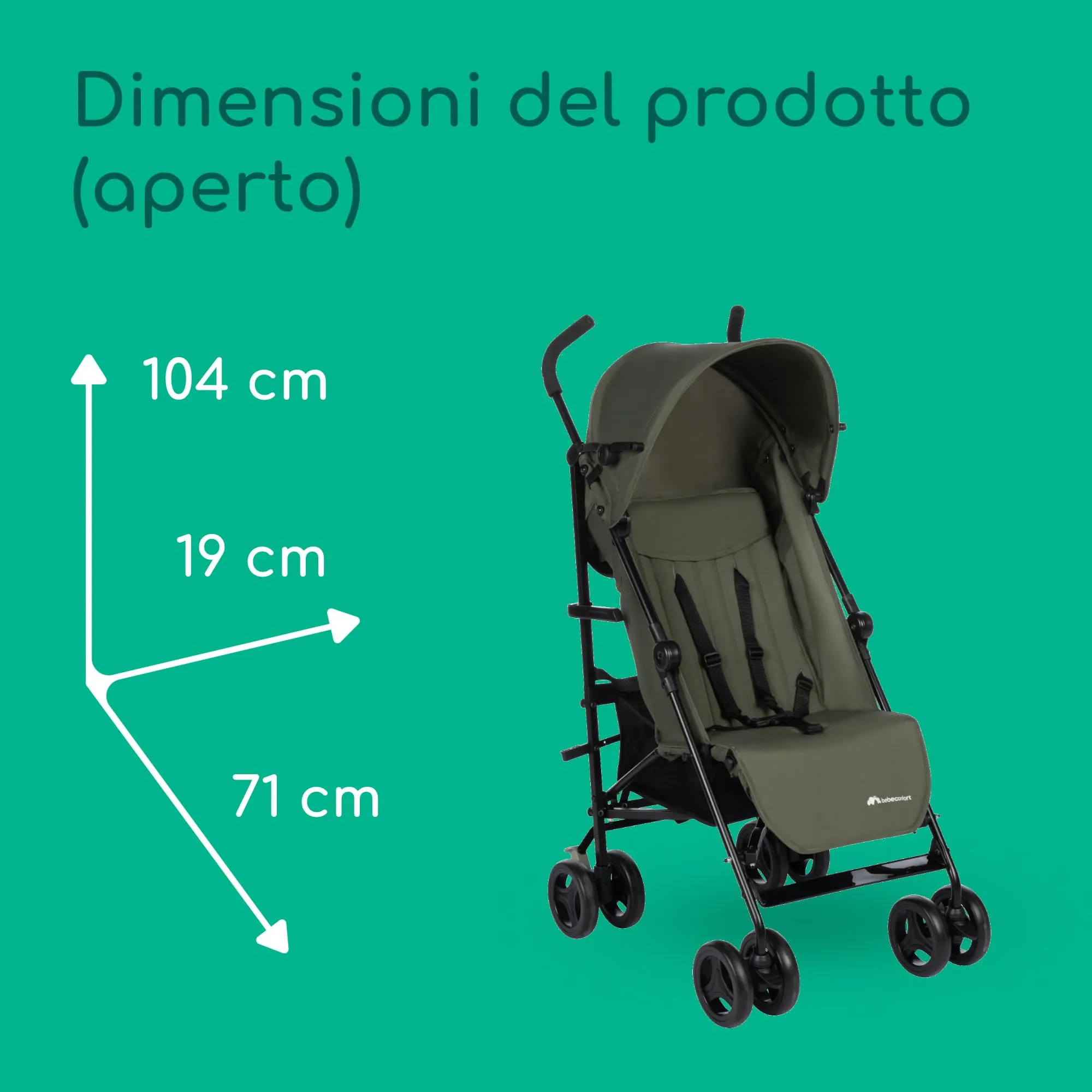 Bebeconfort Rainbow Passeggino Leggero, 6-22 kg, Mineral Green - immagine 6