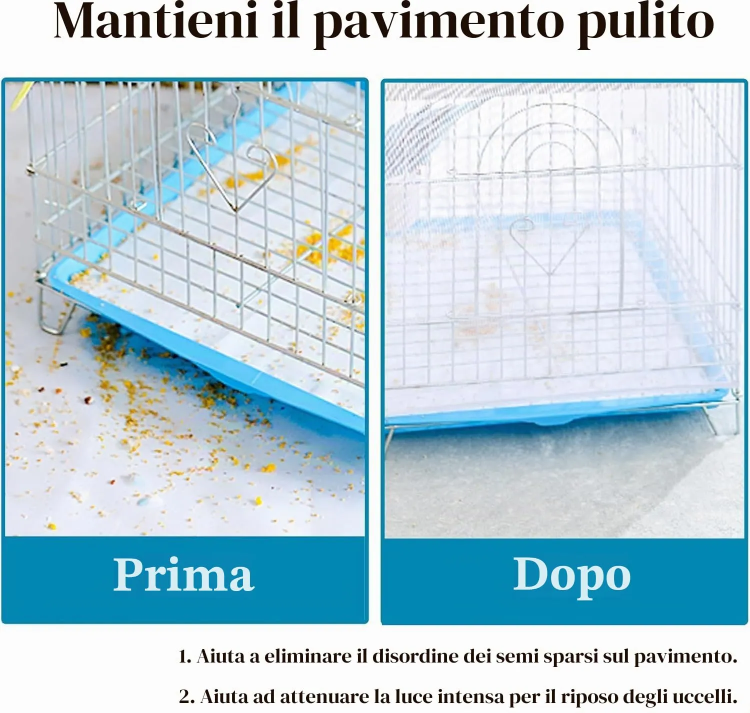 ASOCEA Grande Copertura per Gabbia Uccelli, Universale Rete per Gabbia Pappagalli Nylon Copertura Gonna per Gabbia per Uccelli per Gabbie Rotonde e Quadrate (Bianco, 118 * 31.5in/300 * 80cm) - immagine 4