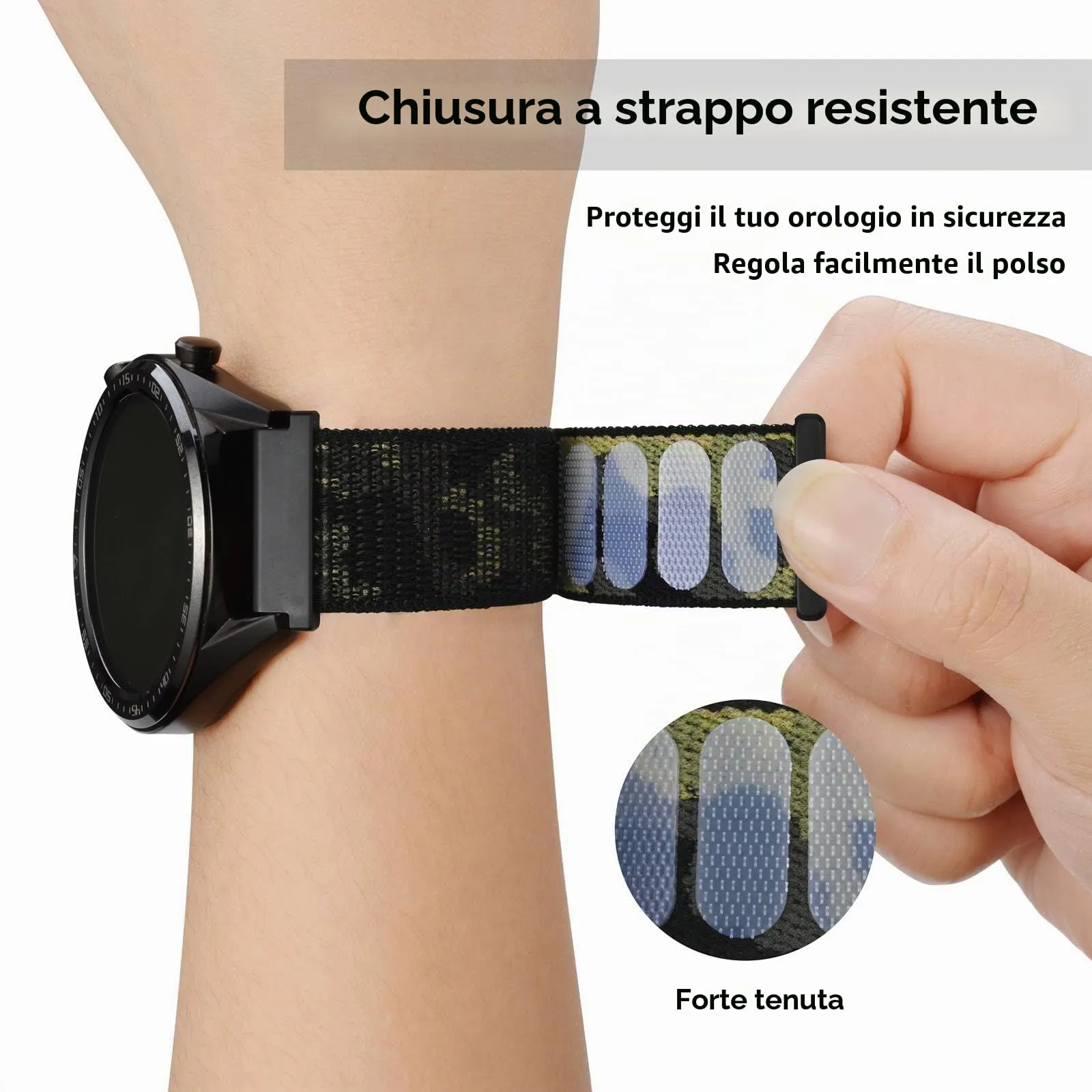 WOCCI 18mm Sportivo Cinturino in Nylon, Cinturini per Orologi a Sgancio Rapido per Uomo e Donna (Camo Giungla) - immagine 4