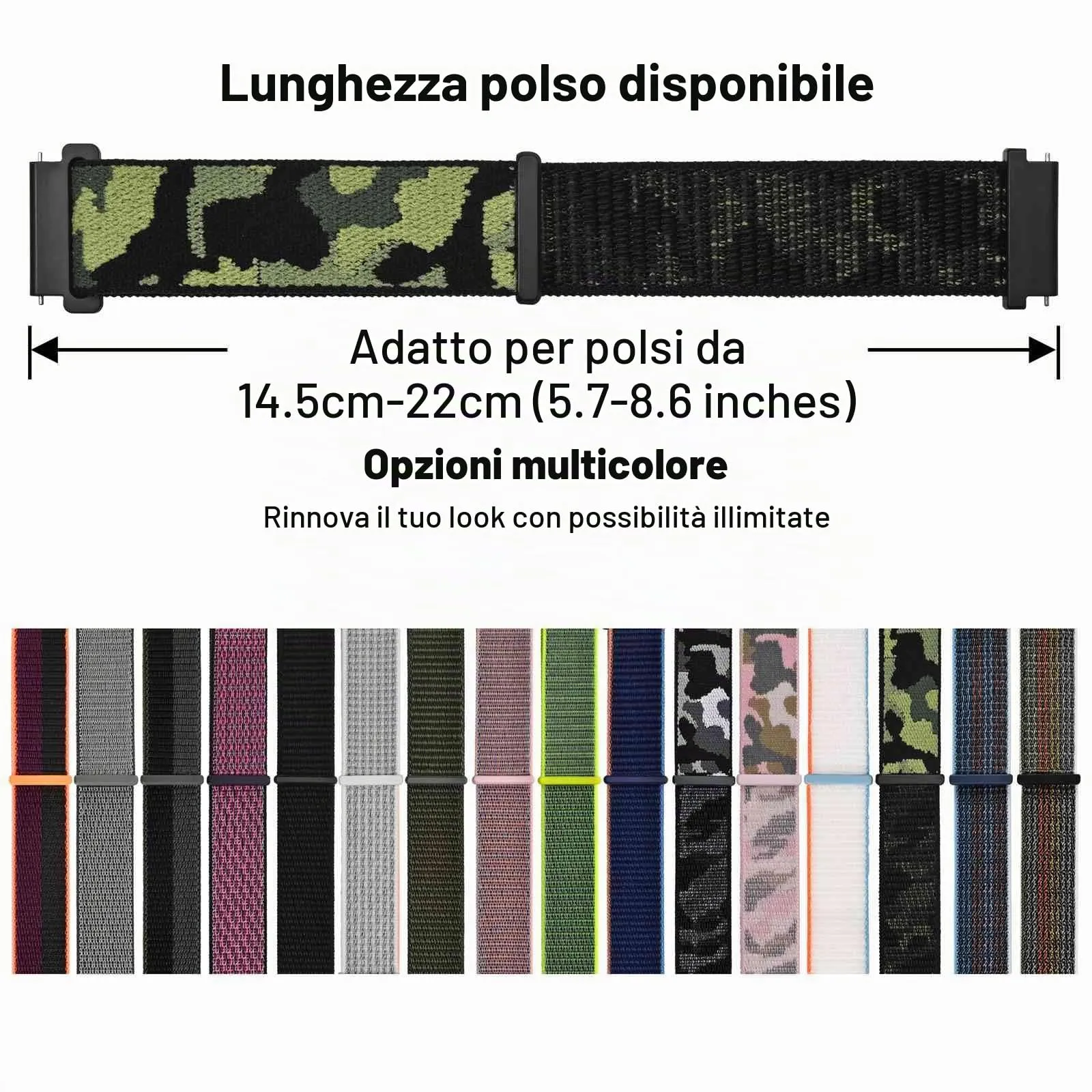 WOCCI 18mm Sportivo Cinturino in Nylon, Cinturini per Orologi a Sgancio Rapido per Uomo e Donna (Camo Giungla) - immagine 6
