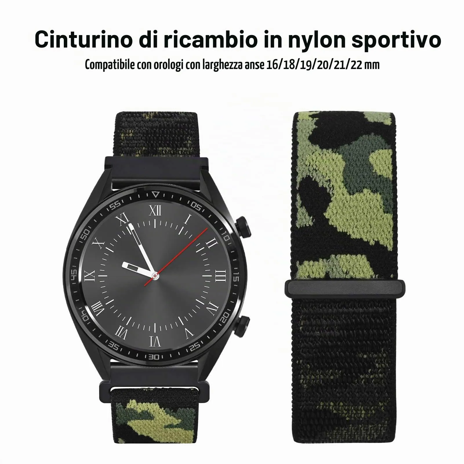 WOCCI 18mm Sportivo Cinturino in Nylon, Cinturini per Orologi a Sgancio Rapido per Uomo e Donna (Camo Giungla) - immagine 8