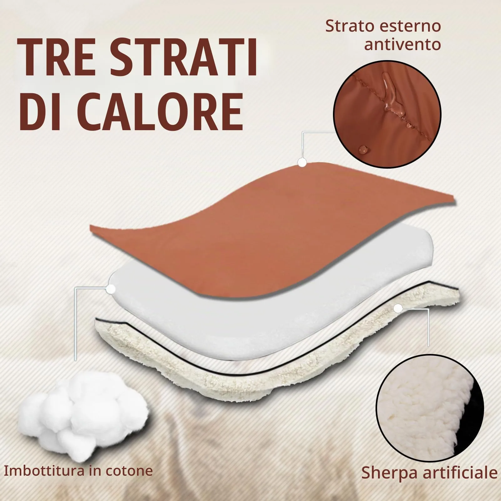 Aloskart Sacco Passeggino Invernale Universale, 100cm Lunghezza, Marrone - immagine 3