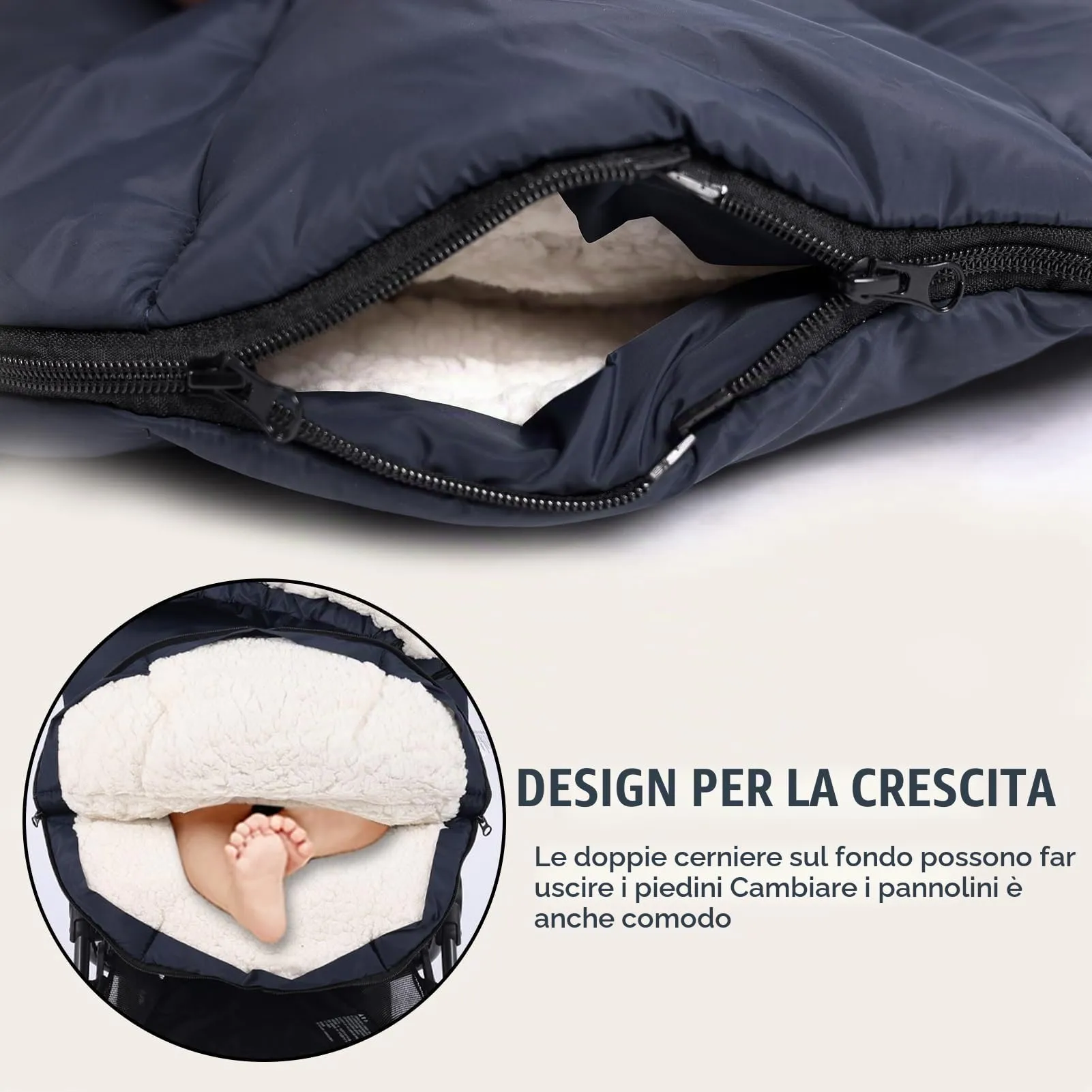 Aloskart Sacco Invernale Passeggino Universale, 100cm, Blu Scuro - immagine 6