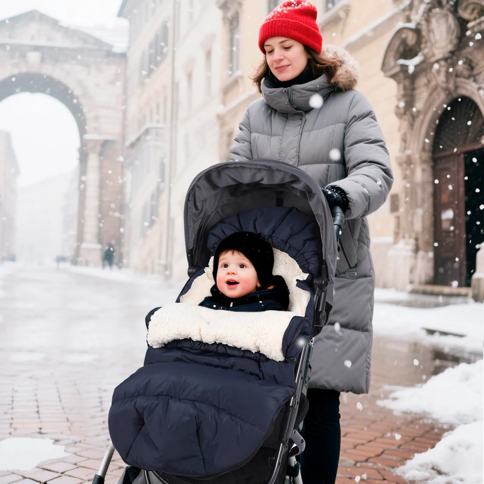 Aloskart Sacco Invernale Passeggino Universale, 100cm, Blu Scuro - immagine 8