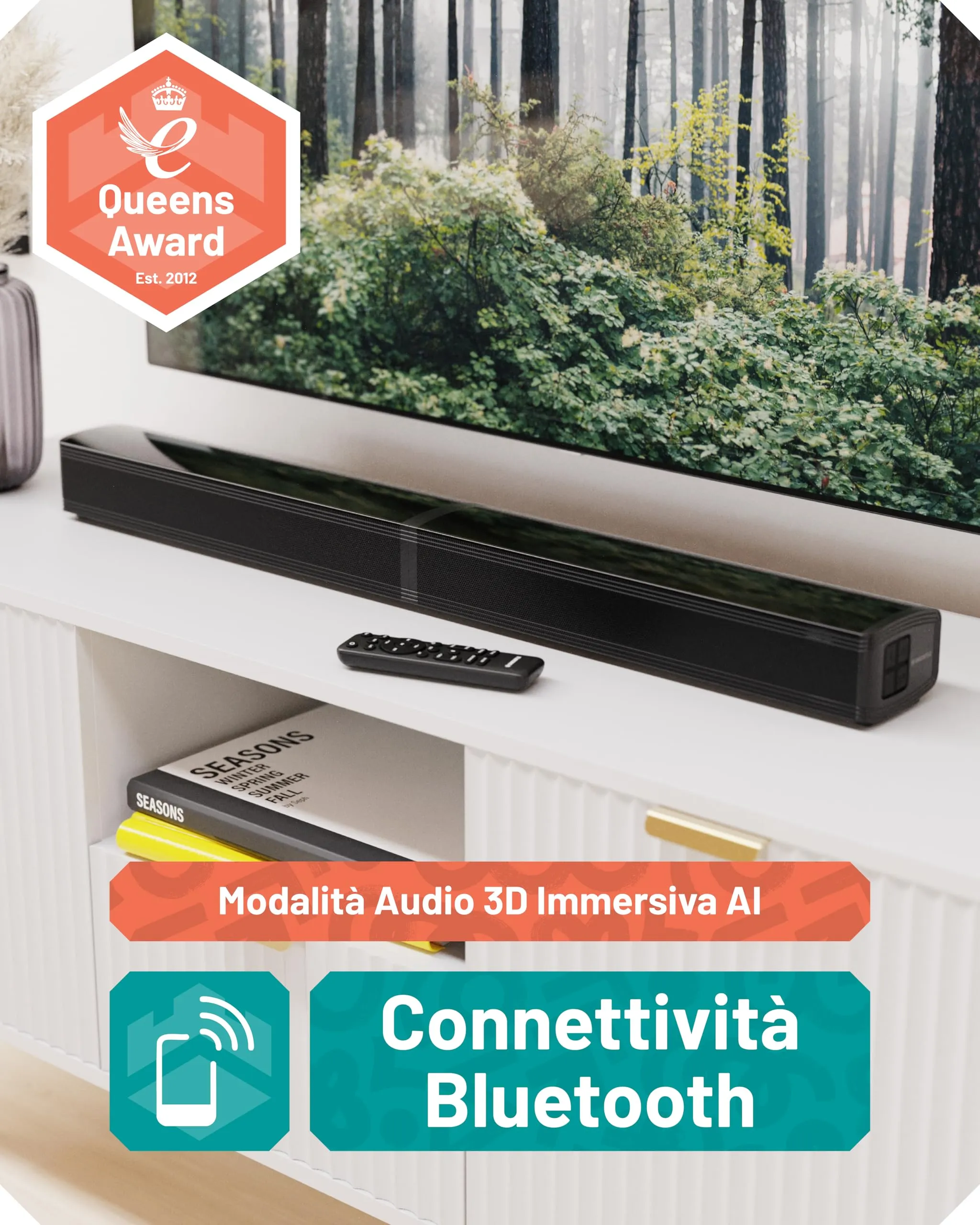 Oakcastle SB80 120W Soundbar Home Theater a 2 Vie Style con Bluetooth - immagine 4