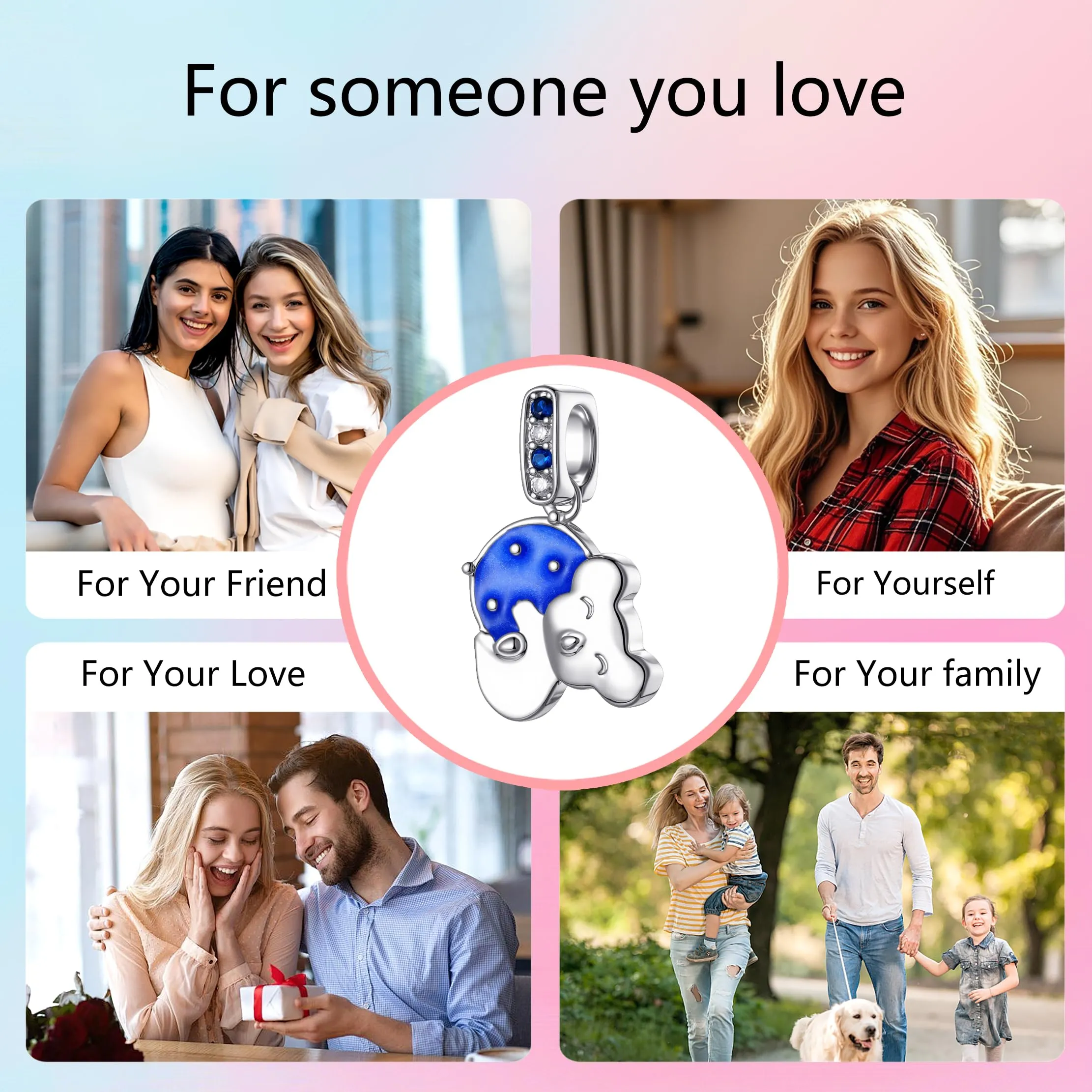XWN Ciondolo Argento Sterling 925 con Cubic Zirconia Pendenti per Pandora Braccialetti, Compatibile con Braccialetti e Collane europei, perfetto Regali per Moglie e Ragazze - immagine 5