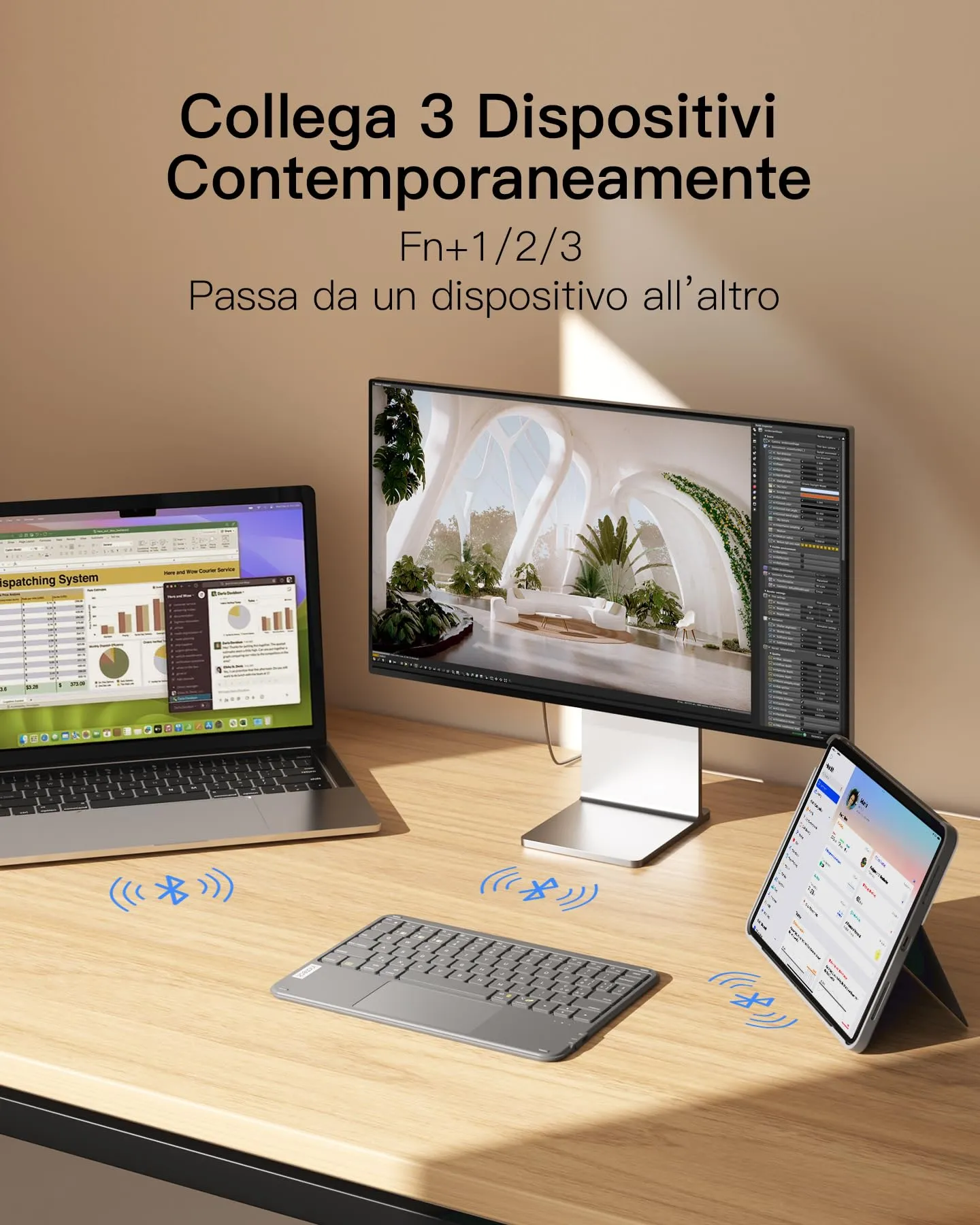 Inateck Tastiera iPad Ultrasottile con Touchpad, Bluetooth 3 Canali - immagine 3
