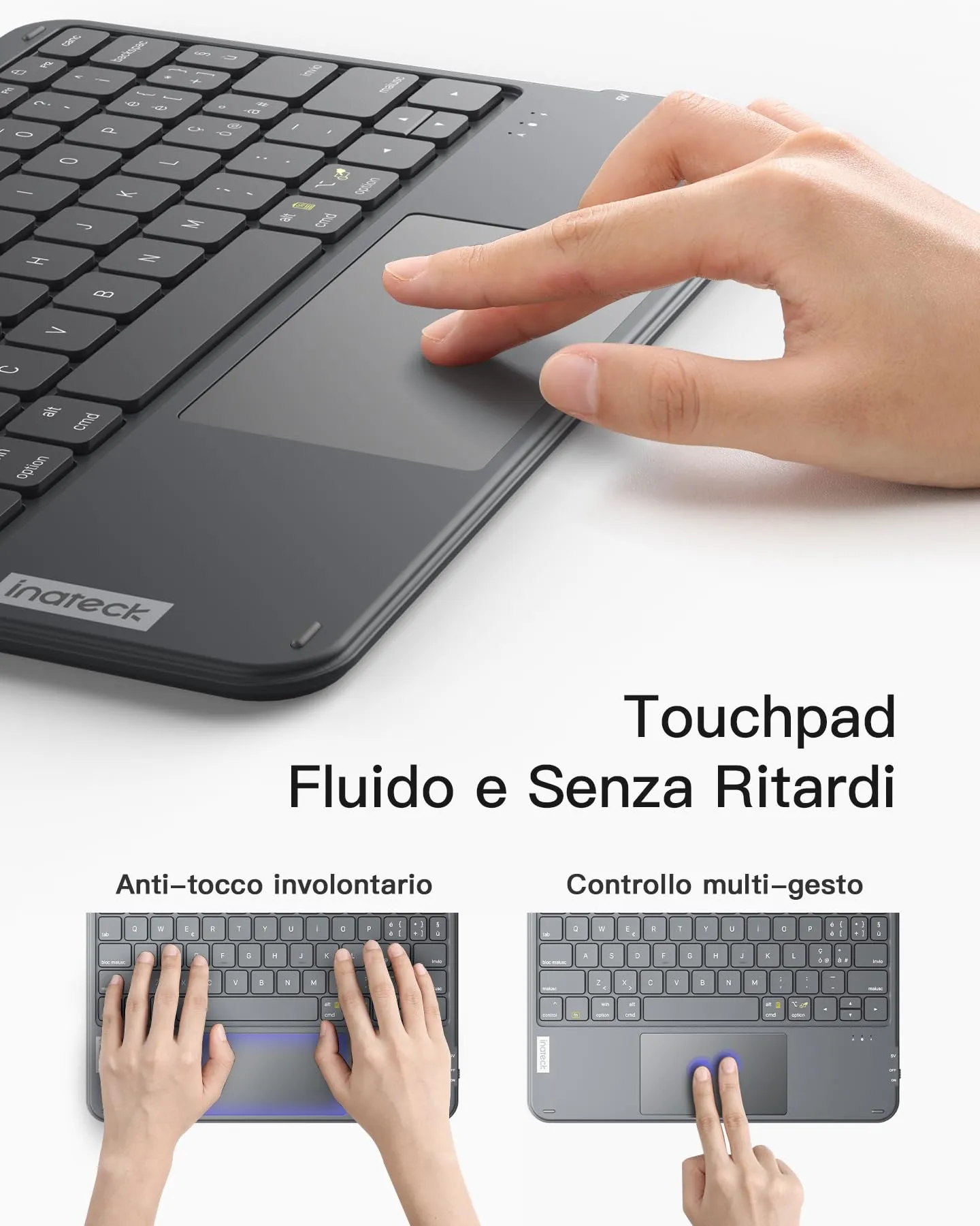 Inateck Tastiera iPad Ultrasottile con Touchpad, Bluetooth 3 Canali - immagine 5