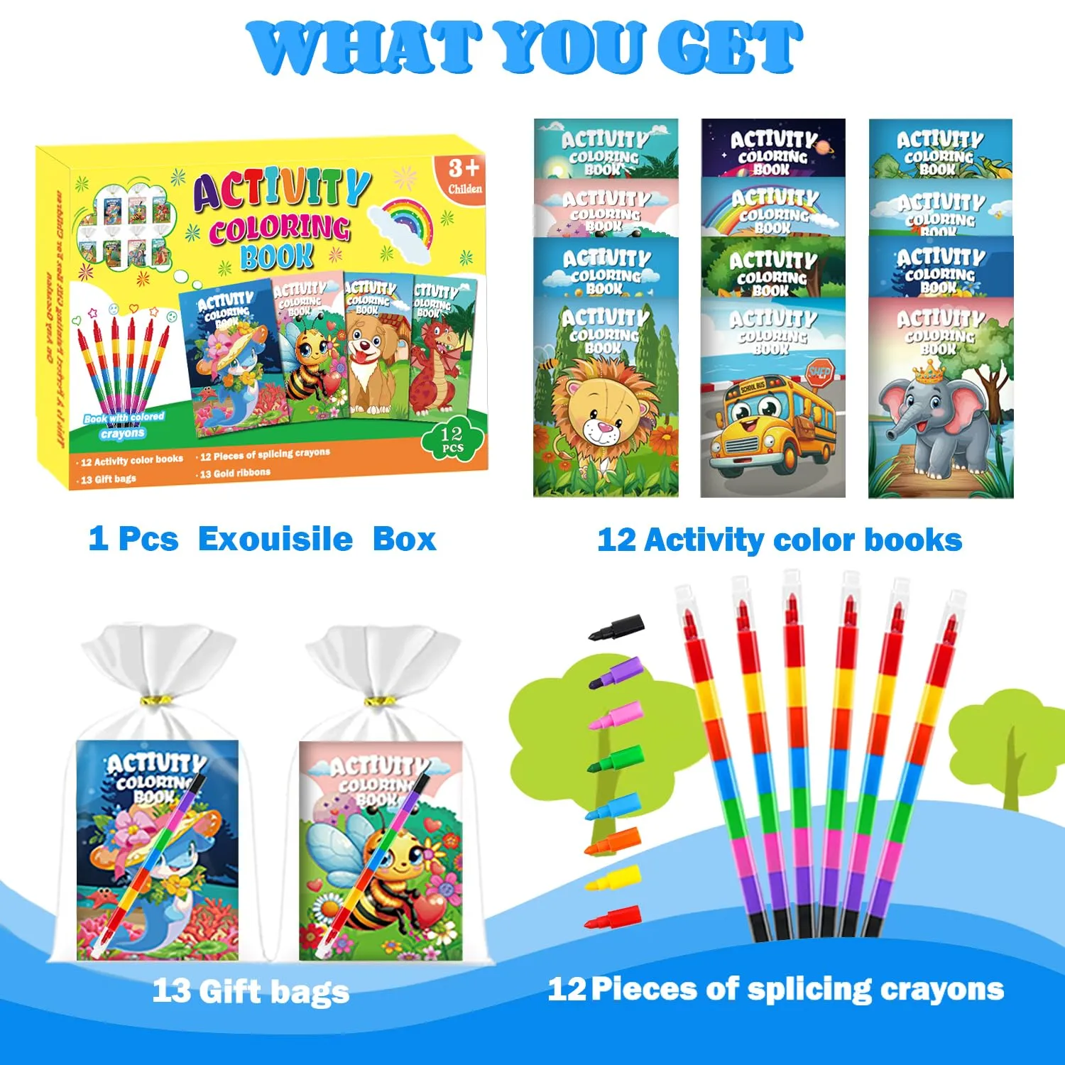 Aannanl 12 Set Libri da Colorare Bambini Gadget Compleanno con Pastelli - immagine 2