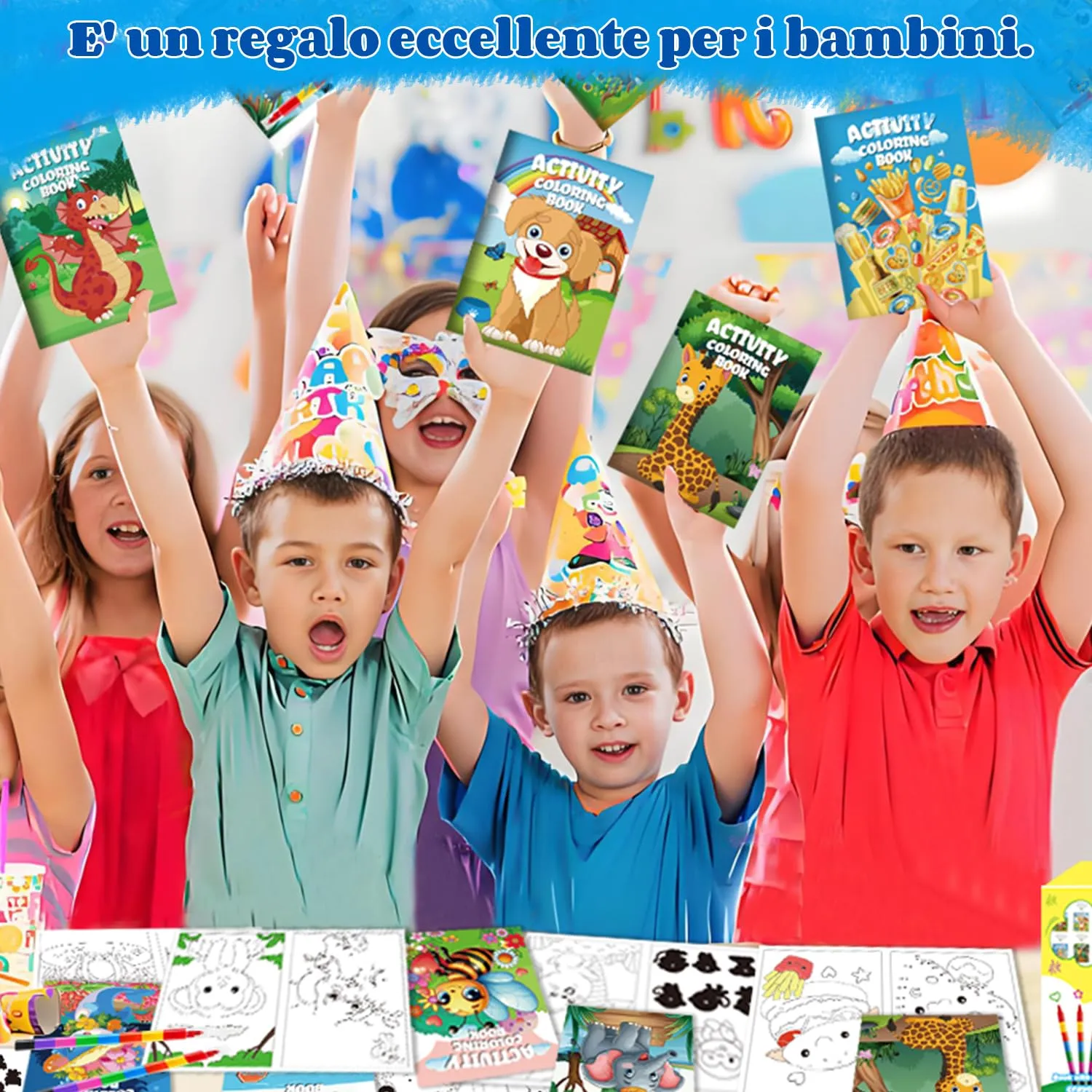 Aannanl 12 Set Libri da Colorare Bambini Gadget Compleanno con Pastelli - immagine 6