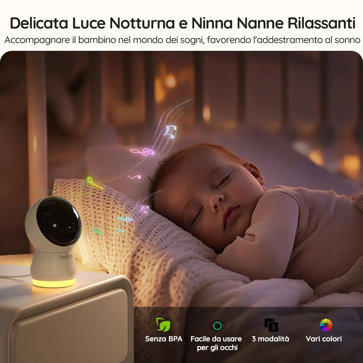 Boifun Baby Monitor 5.5’’ Video Audio con Telecamera 4MP 360° Zoom 4X, WiFi, App controllo fuori casa, AI Intelligente, Audio Bidirezionale, Temperatura & Umidità, Luce Notturna, SD, Batteria 4000mAh - immagine 5