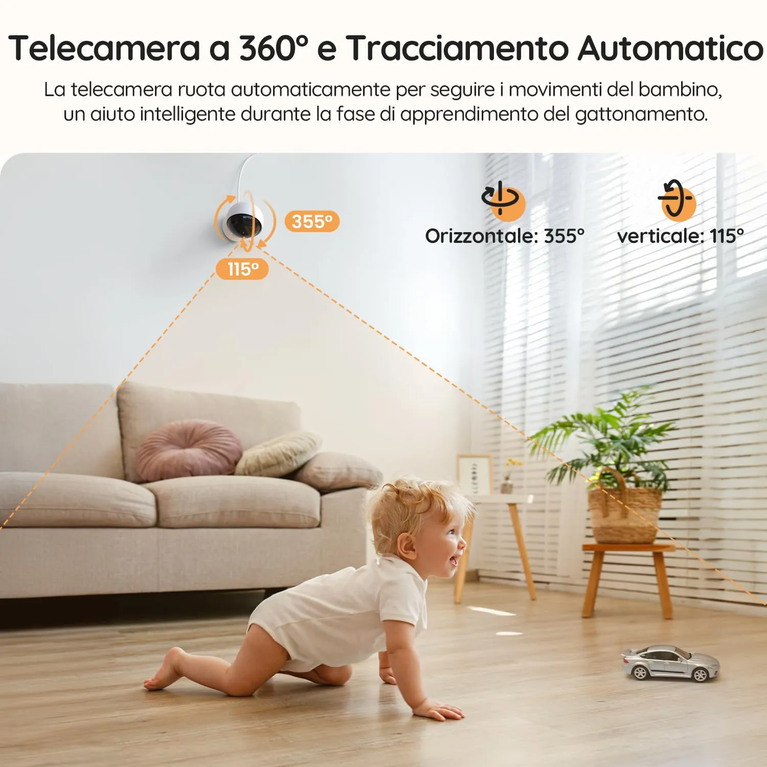Boifun Baby Monitor 5.5’’ Video Audio con Telecamera 4MP 360° Zoom 4X, WiFi, App controllo fuori casa, AI Intelligente, Audio Bidirezionale, Temperatura & Umidità, Luce Notturna, SD, Batteria 4000mAh - immagine 8