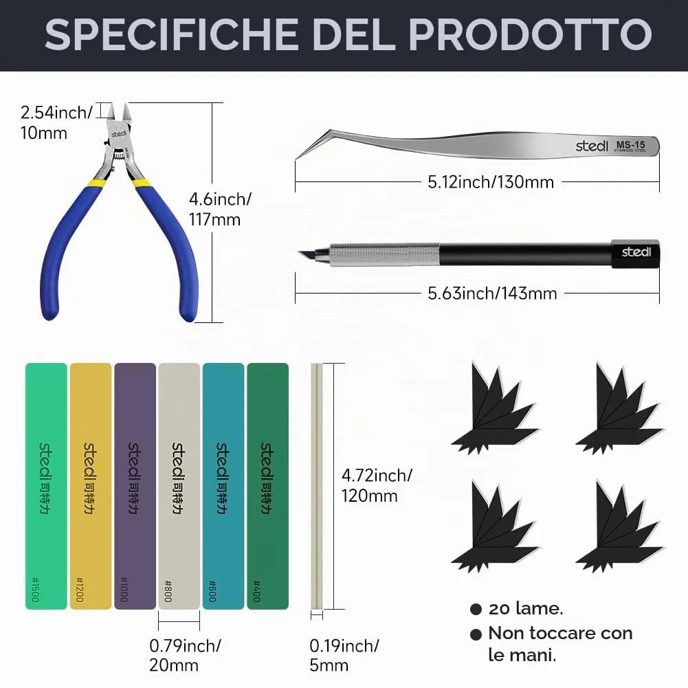 Stedi Kit di Attrezzi per Modellisti Professionali Principianti, 14 Pezzi - immagine 5