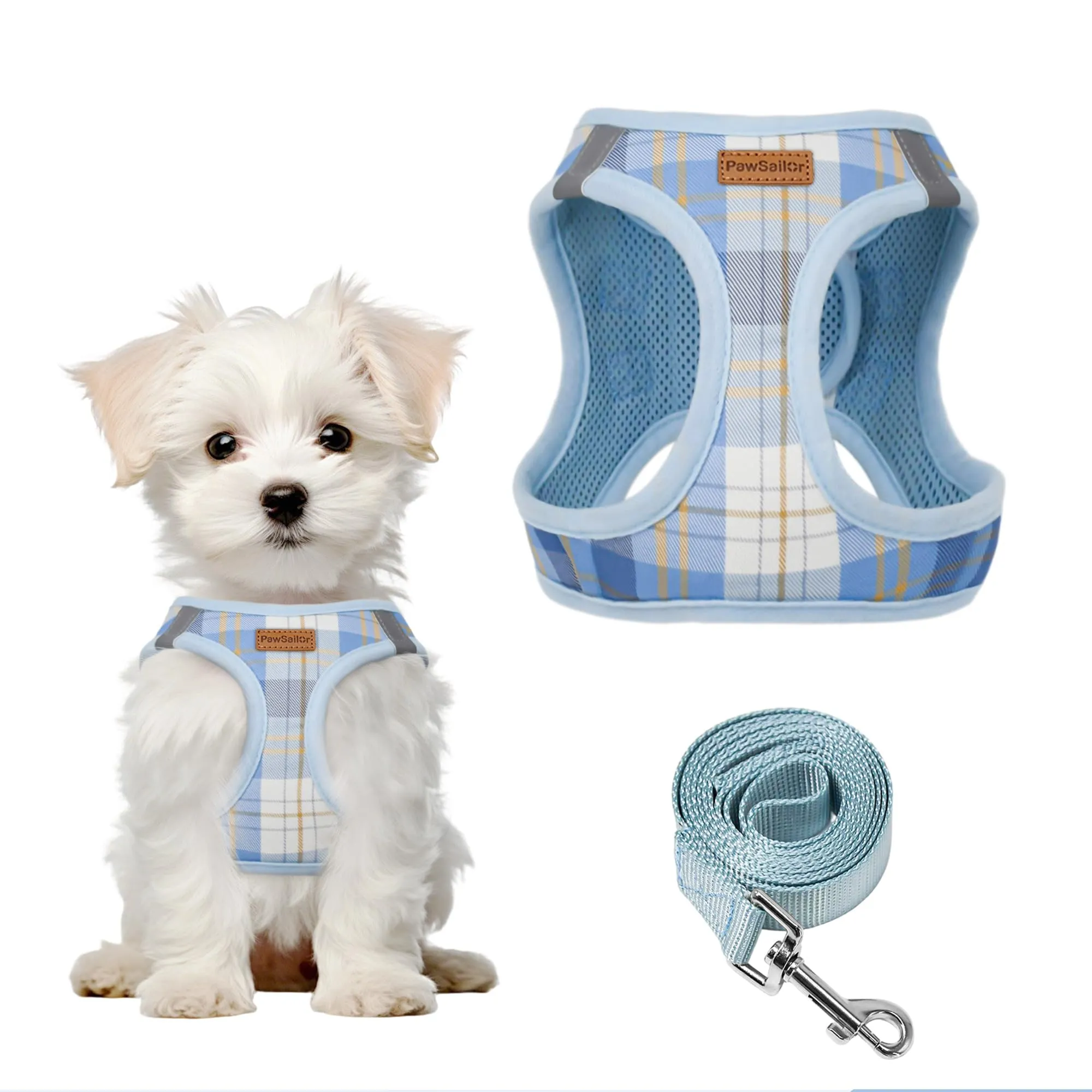 Pawsailor Pettorina Cane Taglia Piccola con Guinzaglio Anti-tiro Blu XXXS - immagine 1