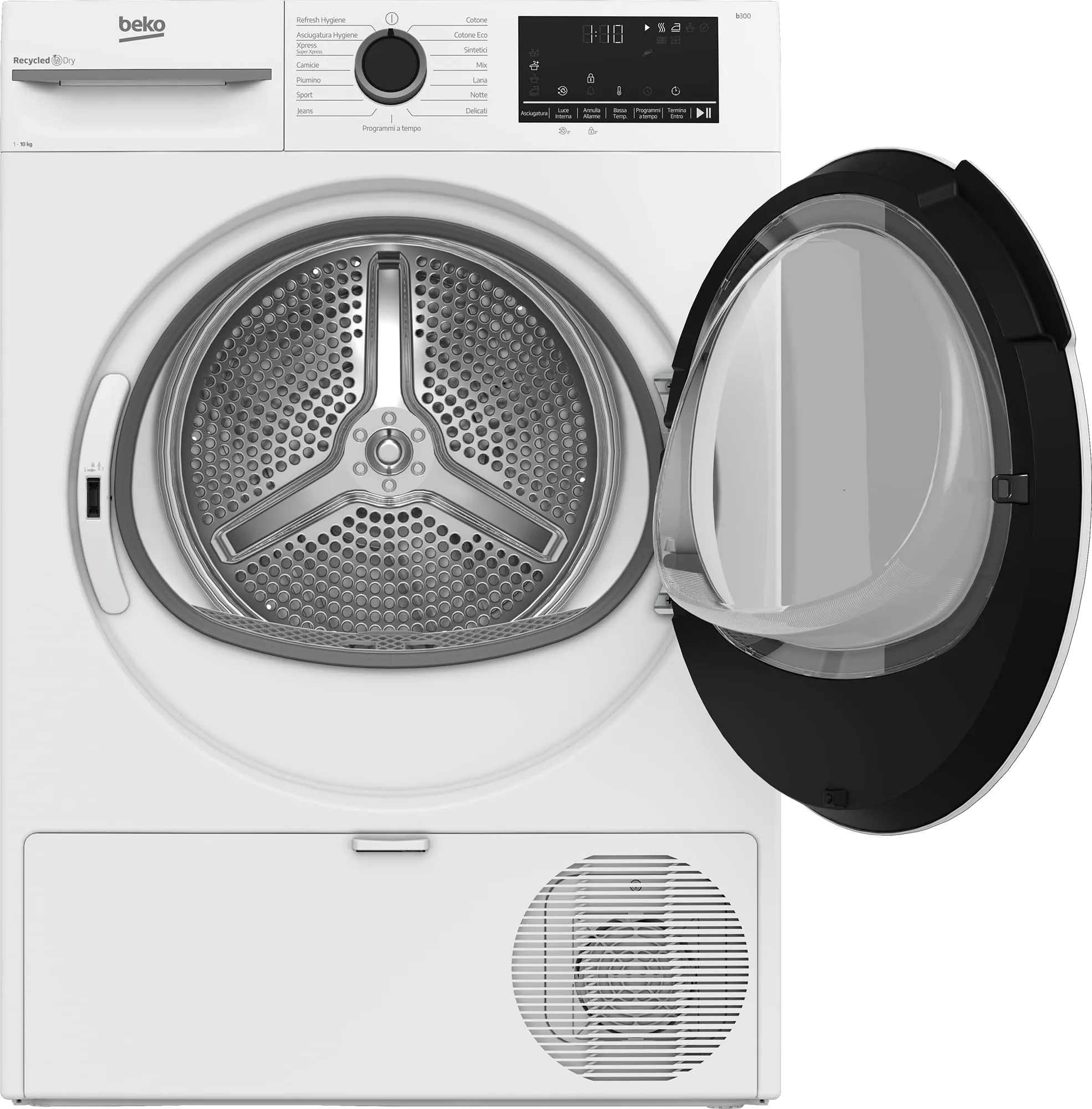 Beko BMT104EW – Asciugatrice a Libera Installazione 10 Kg, Motore Inverter, Classe C, SteamCure, 15 Programmi, Display XL, Bianco – 84,6 x 59,8 x 67,2 cm (AxLxP) - immagine 3