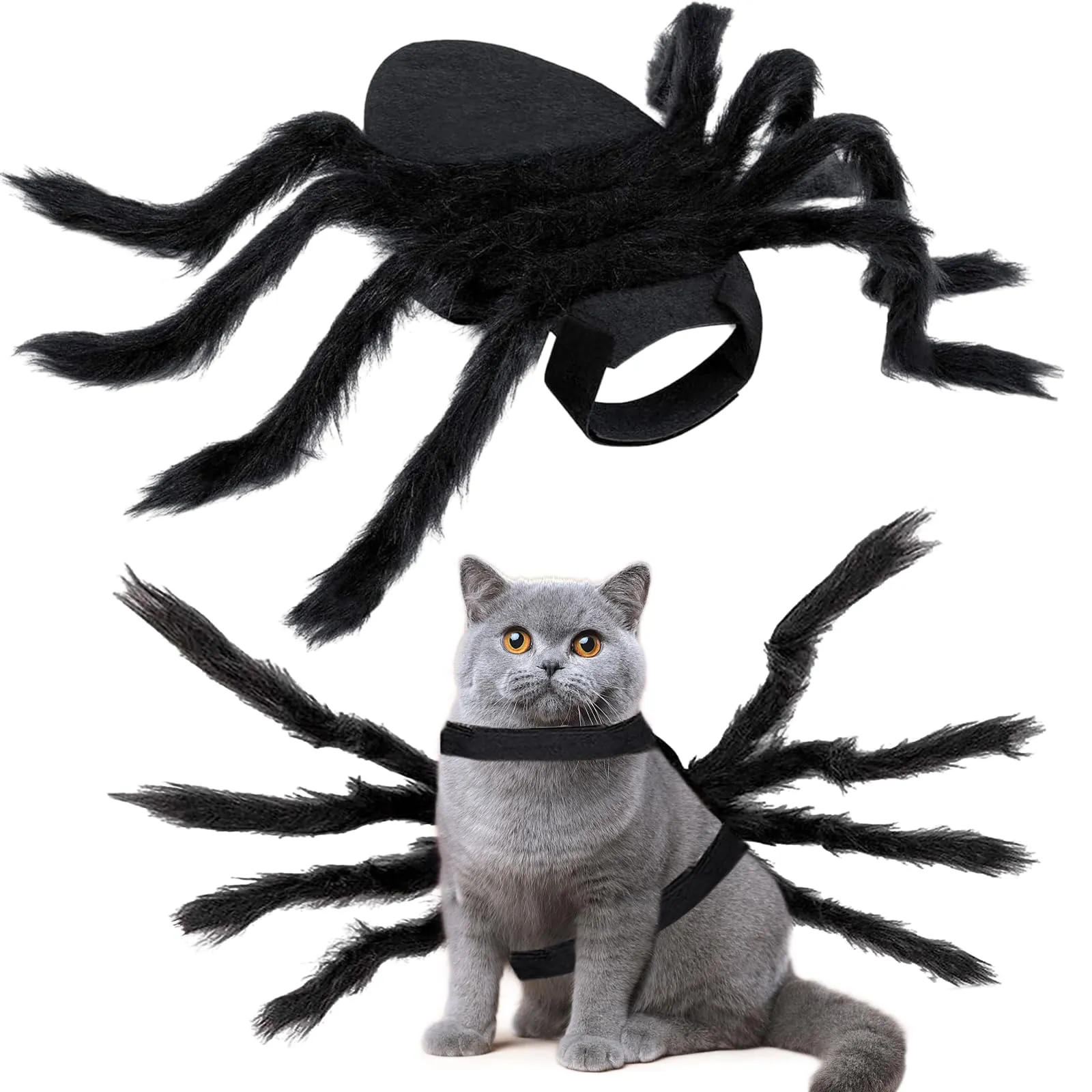 Xbessc Costume da Ragno per Cane Gatto Nero Costume da Ragno di Furry Scary - immagine 1