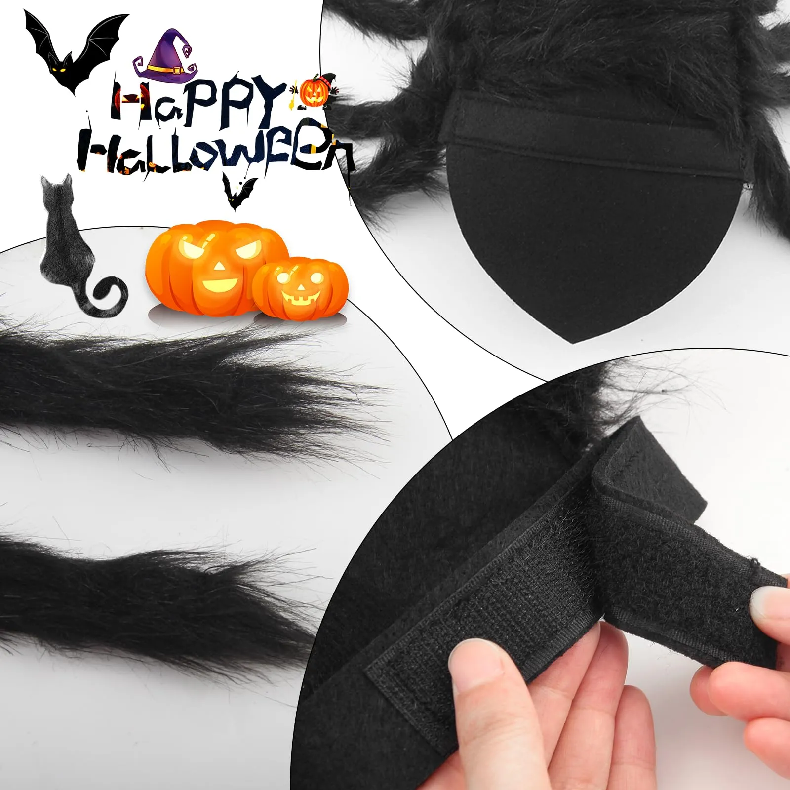 Xbessc Costume da Ragno per Cane Gatto Nero Costume da Ragno di Furry Scary - immagine 6