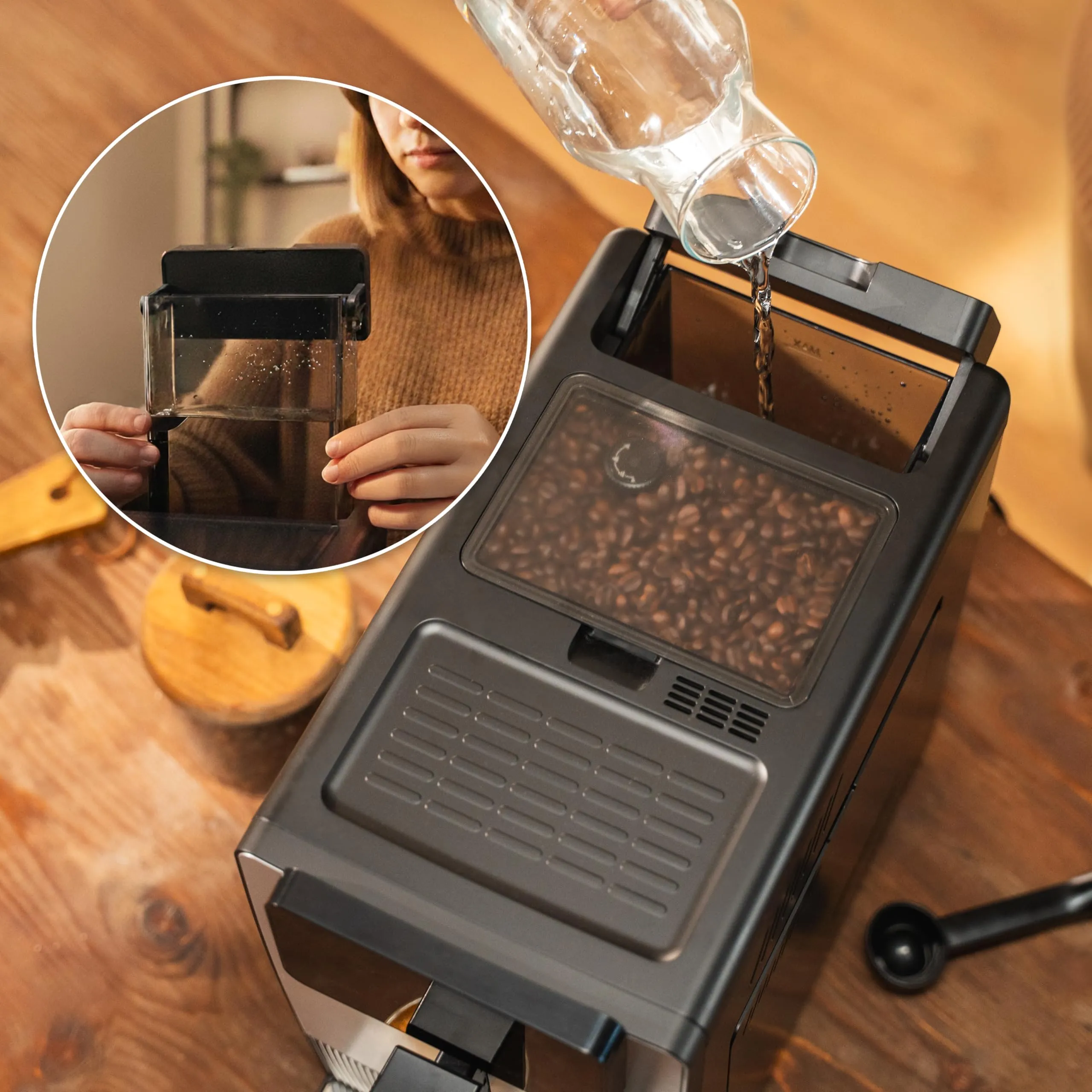 Cecotec Macchina da Caffè Superautomatica Cremmaet Latte. 1350W, 19Bar, Thermoblock, 6 Bevande, Vaporizzatore, 5 Livelli Macinatura, Serbatoio Caffé 150g, Latte 400ml, Acqua 1.1L, Pannello Tattile - immagine 8