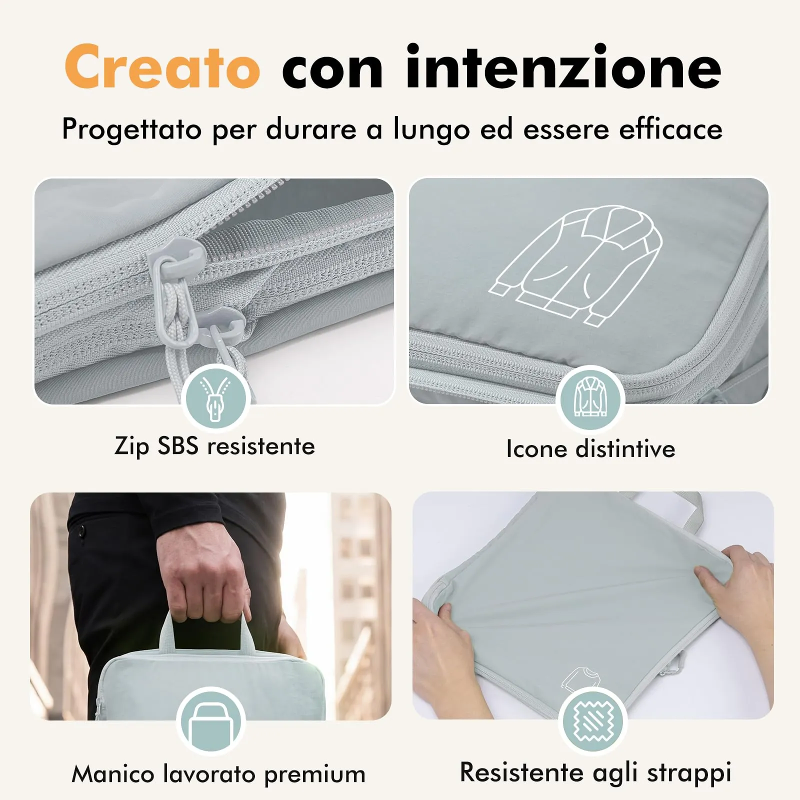 Packing Cubes Compression - Set di 5 borse organizer per valigie, zaino Skyblue - immagine 6