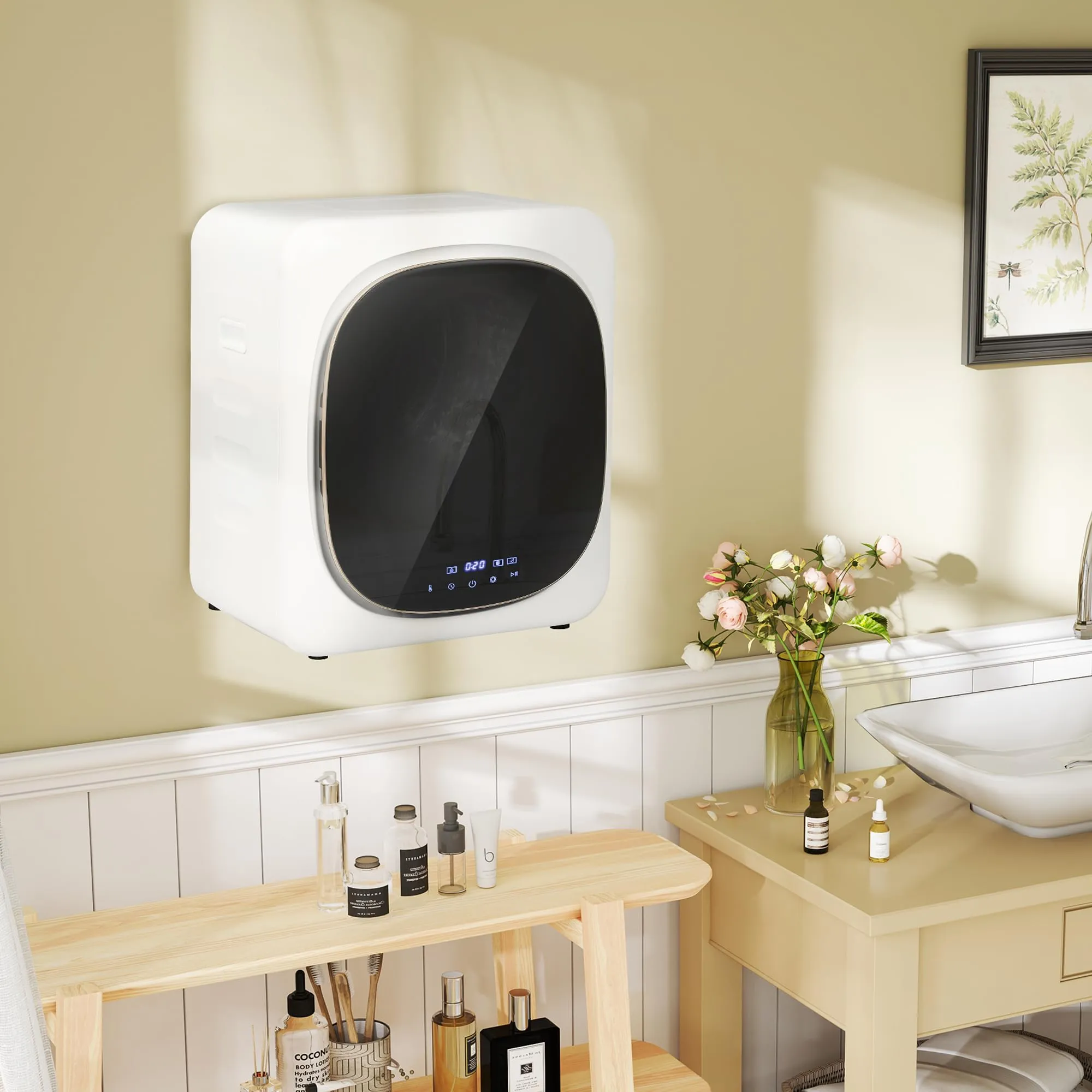 HOMCOM Mini Asciugatrice Portatile 2.5kg 6 Programmi Display Touch Bianco - immagine 2